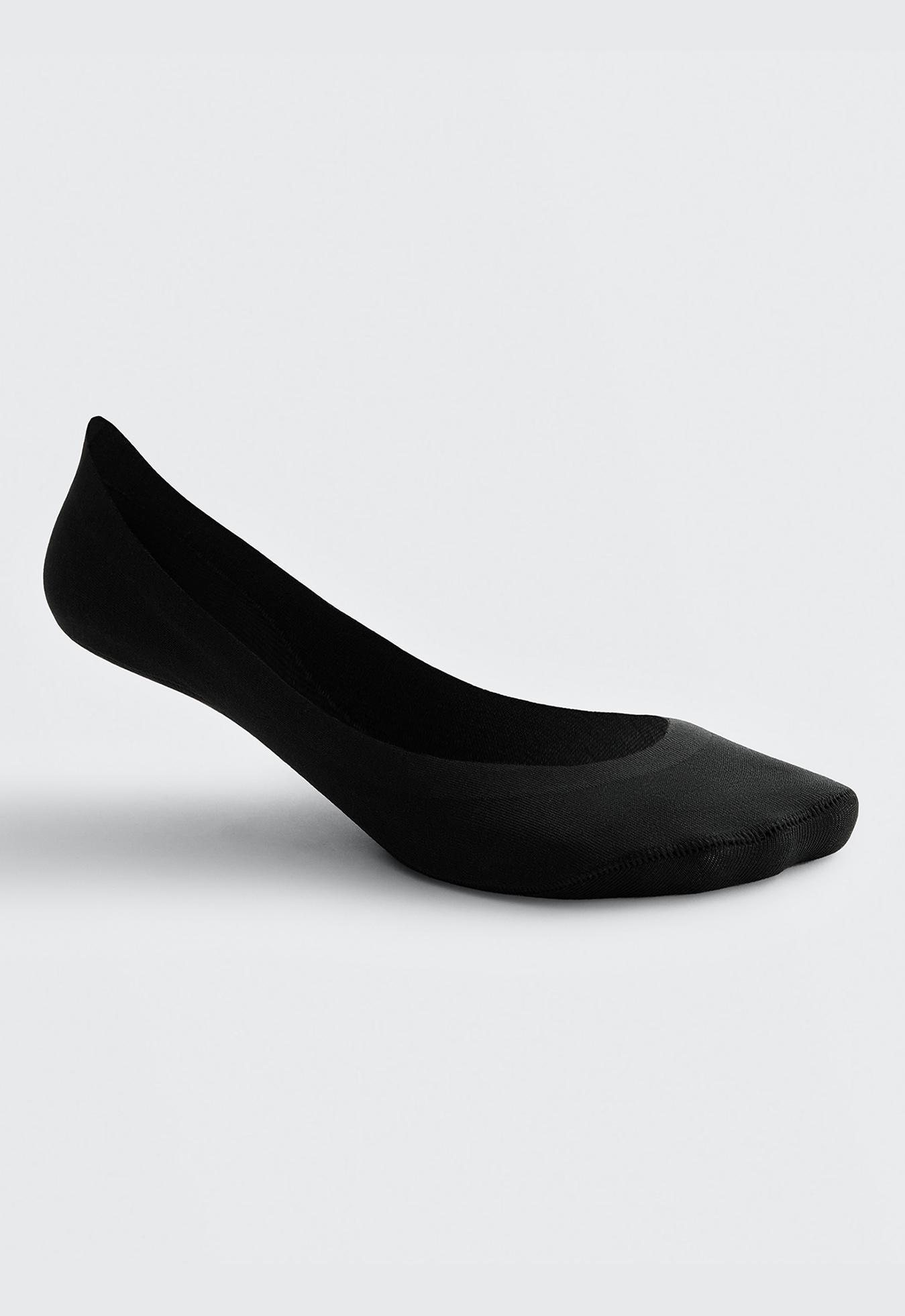 2 pairs of low-cut cotton blend invisible socks — BLACK
