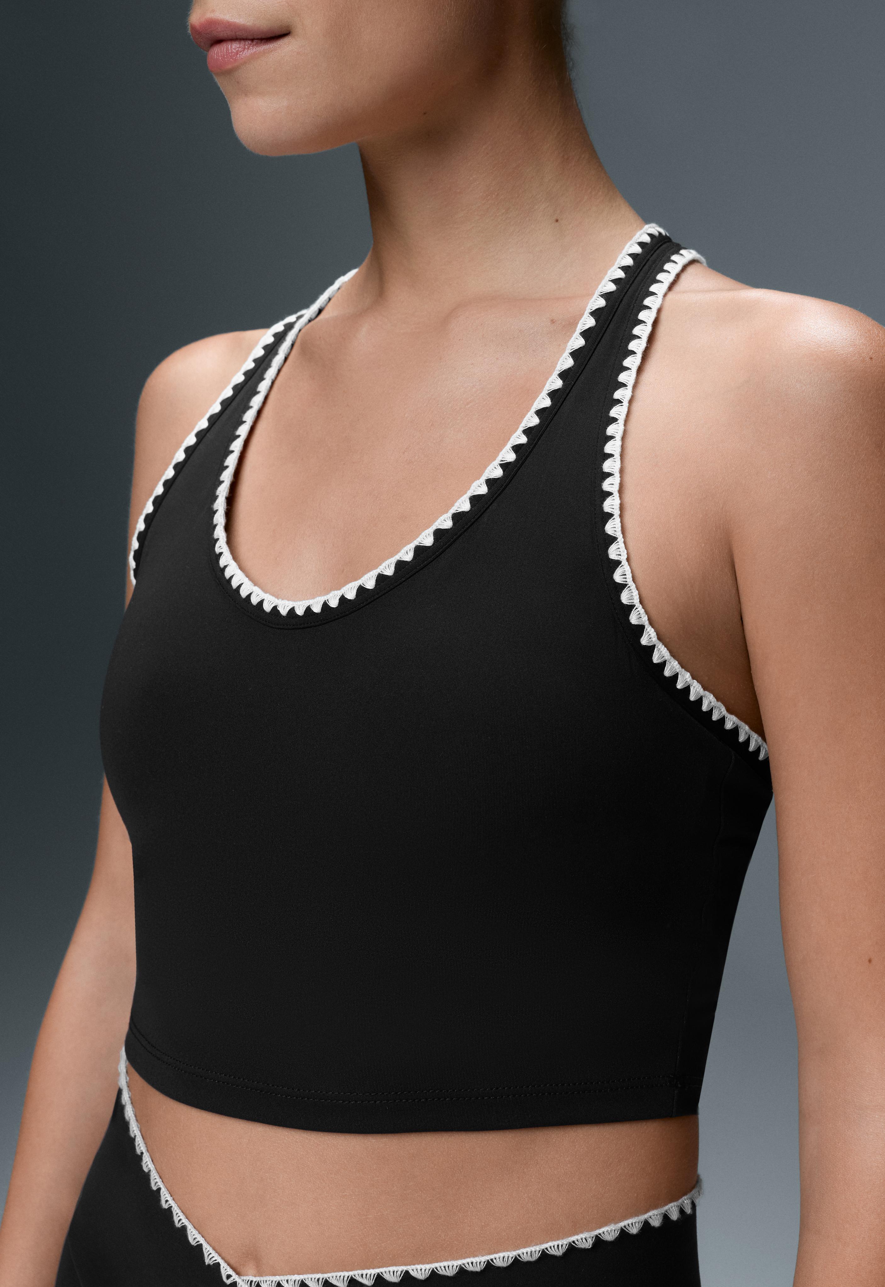 Comfortlux contrast stitch tank top — BLACK