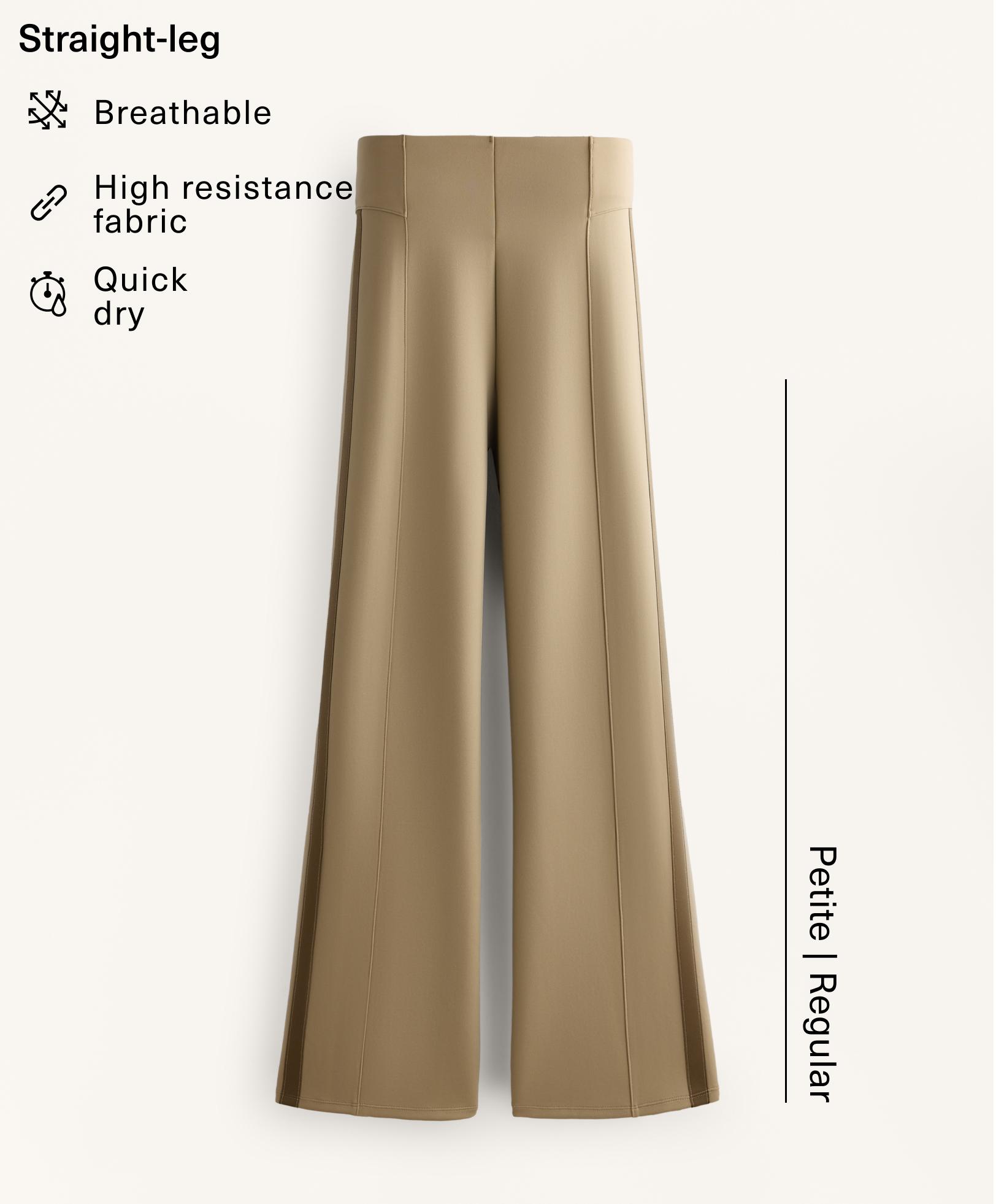بنطلون مستقيم عالي الخصر بتأثير نيوبرين مع حواف