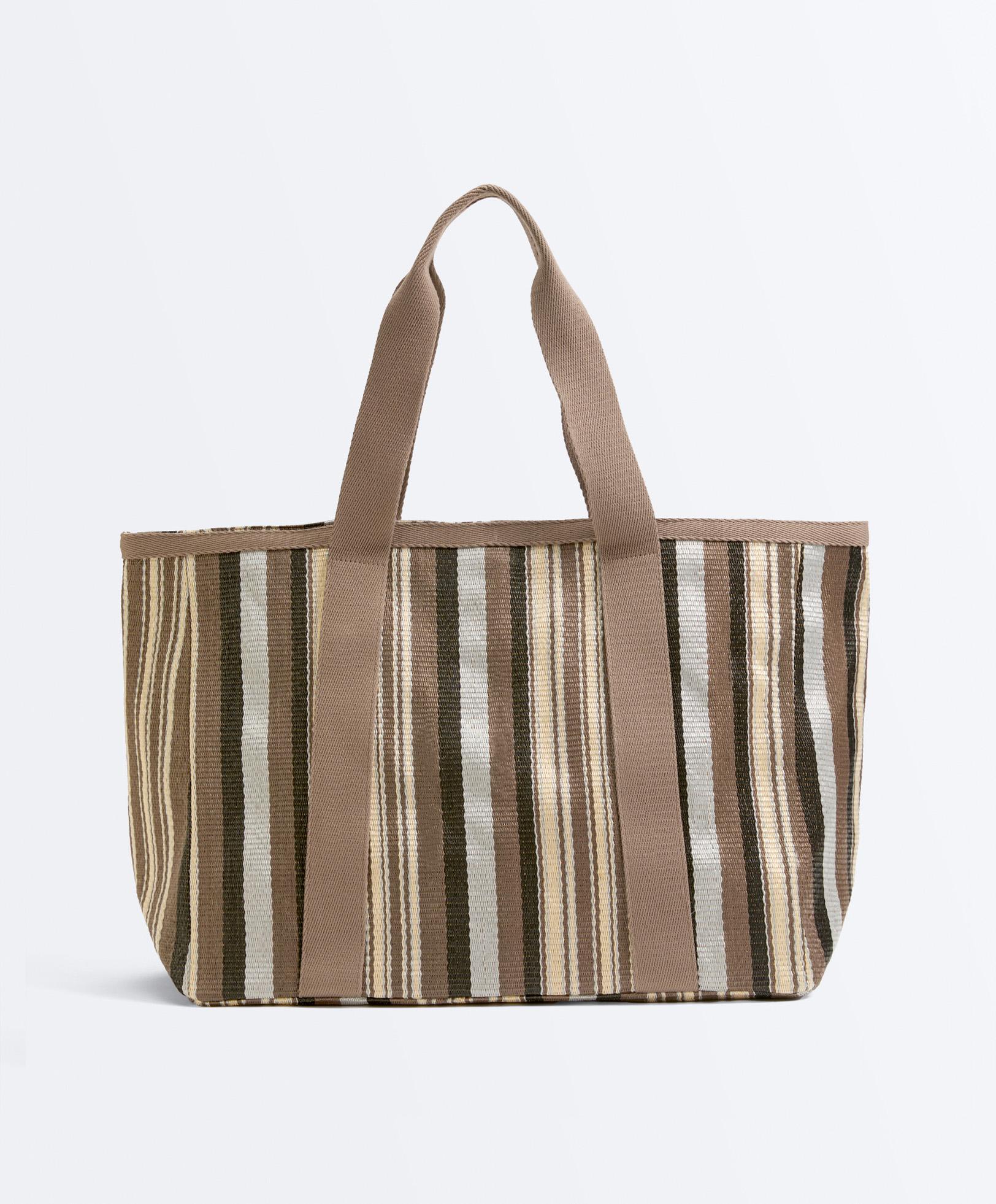 Striped tote bag — BROWN