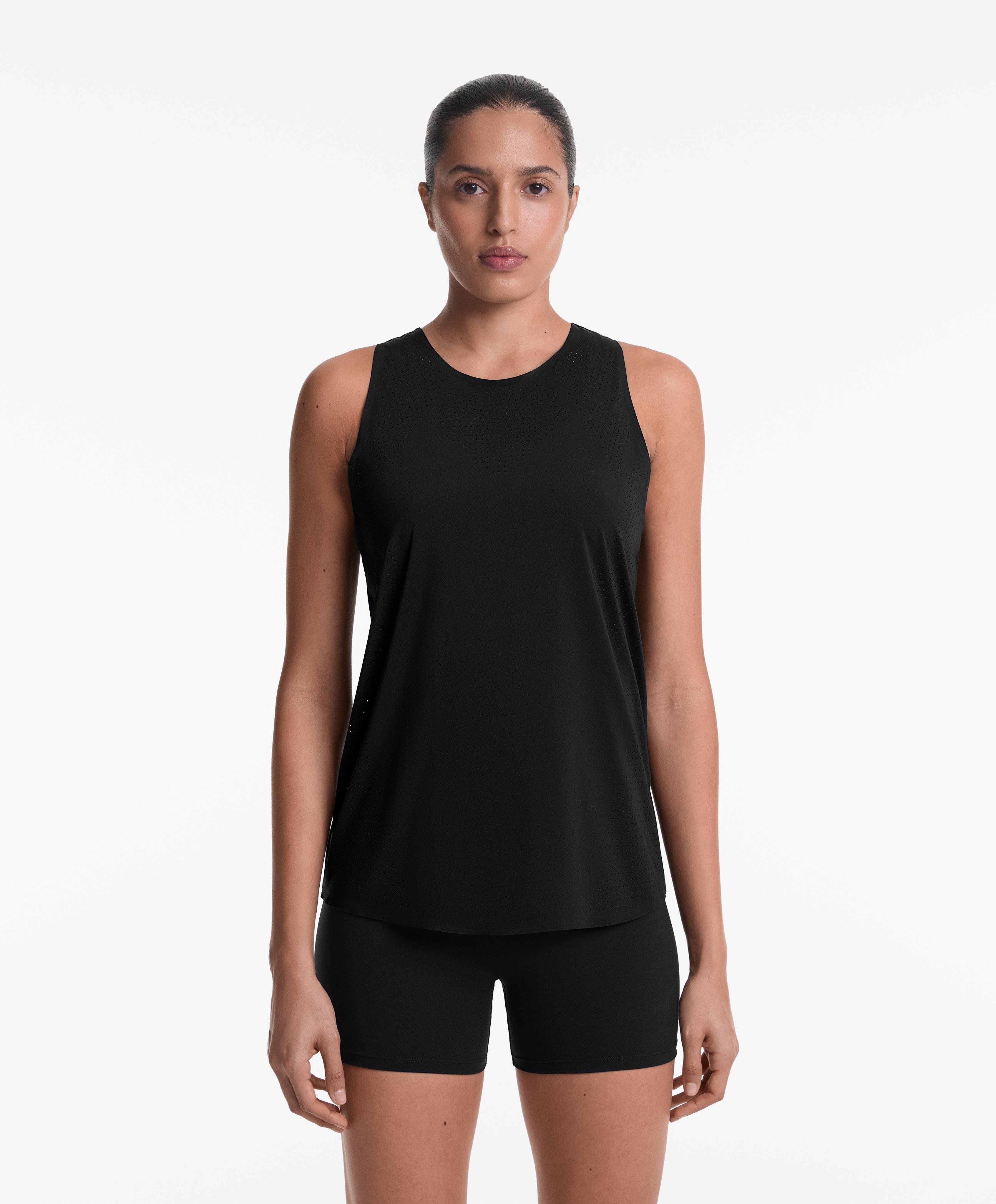 Microperforated technical sleeveless T-shirt