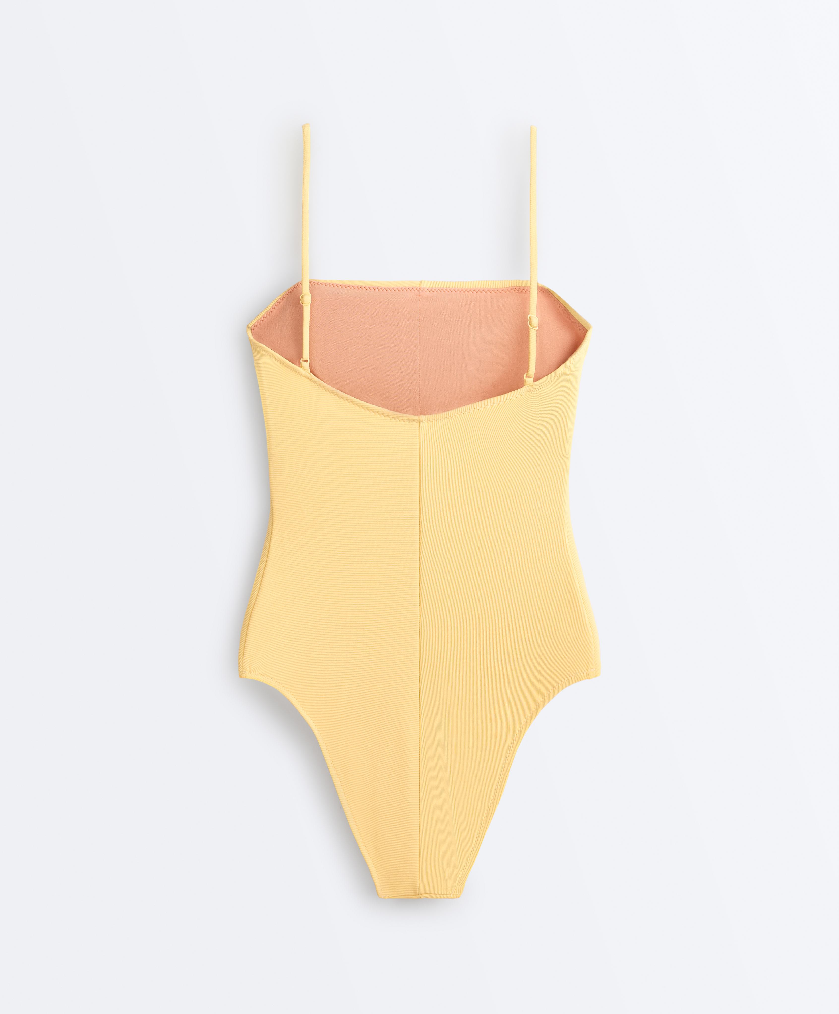 Rib bandeau swimsuit — SOFT YELLOW