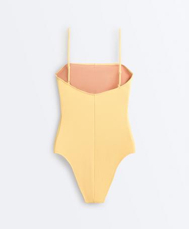 Rib bandeau swimsuit — SOFT YELLOW 9