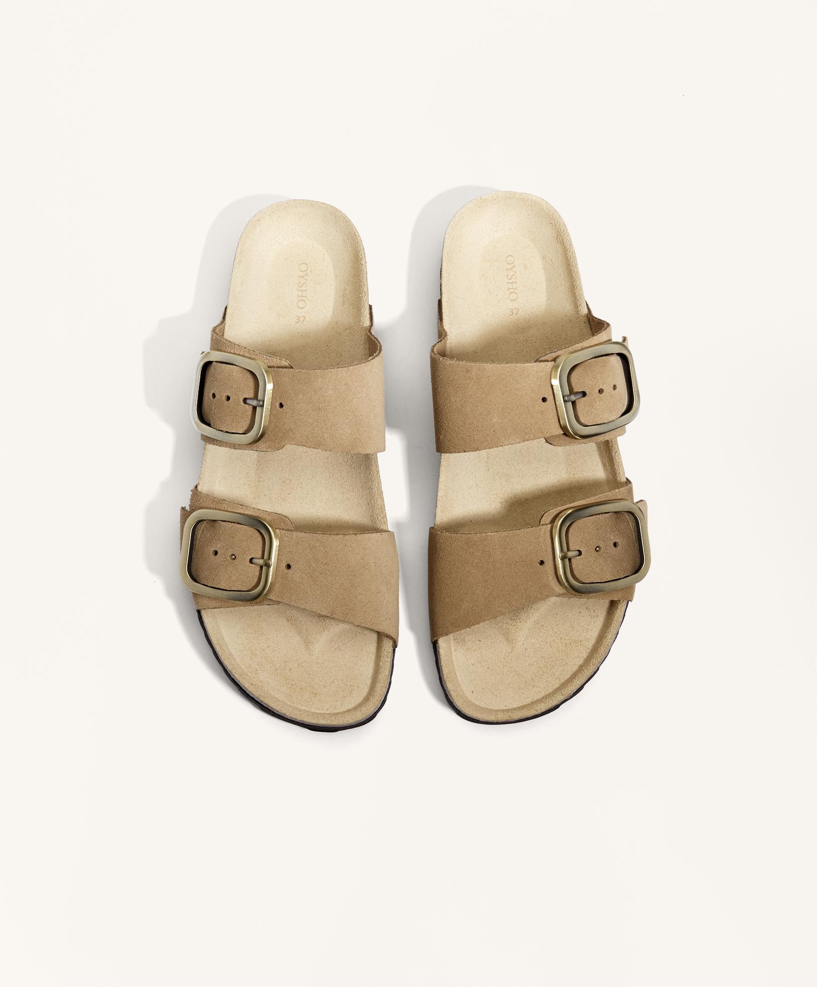 Замшеві шльопанці з пряжкою - Розпродаж