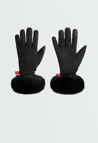 primaloft® padded gloves with fur effect — BLACK 1