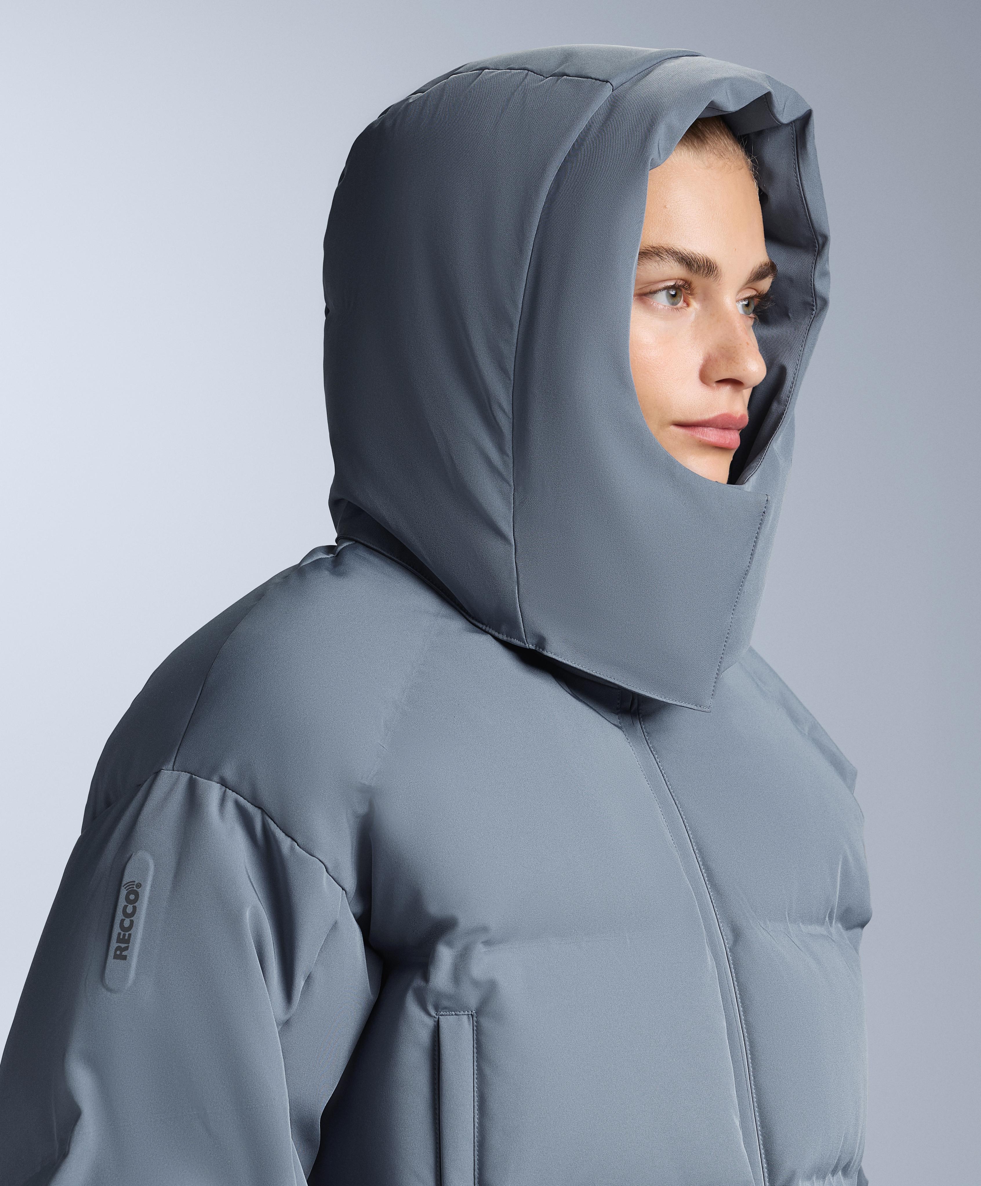 Lightweight 80% down and 20% MINARDI PIUME SKI water-resistant short jacket — GREY-BLUE