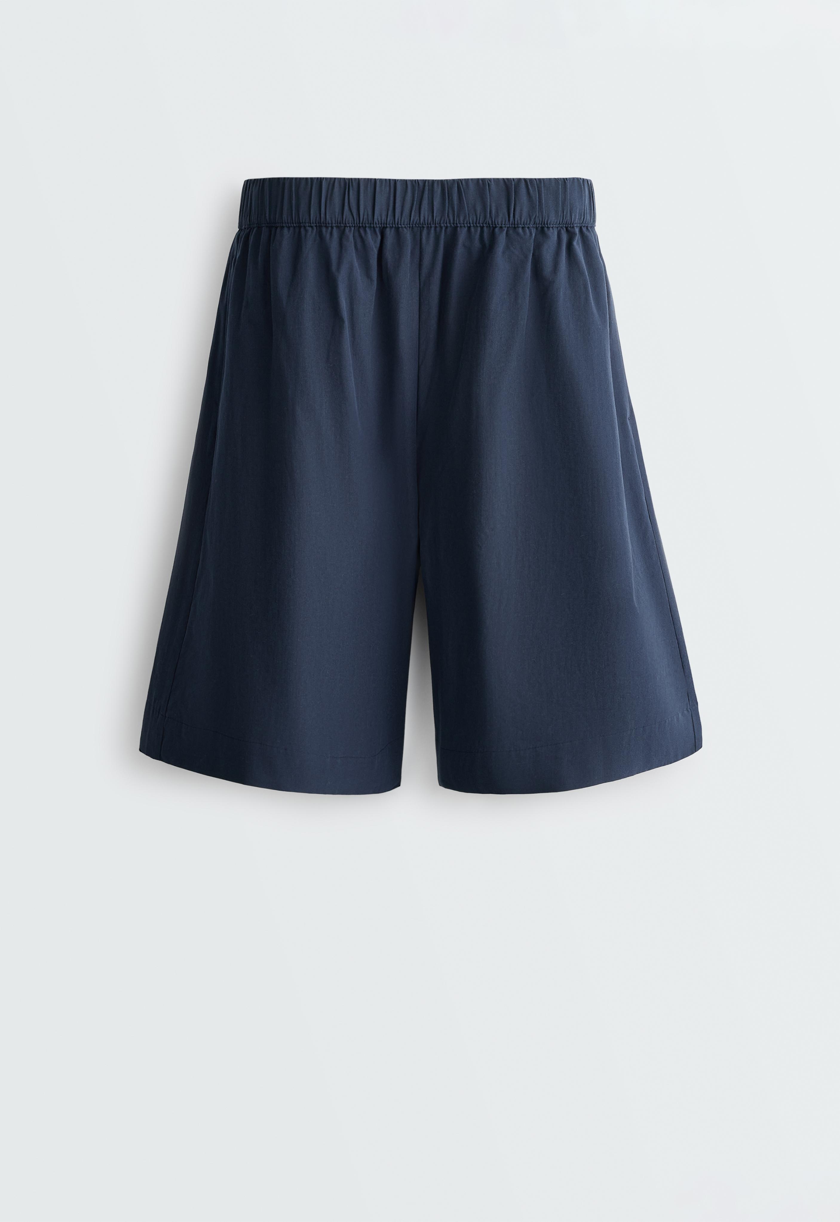 100% cotton Bermuda shorts — NAVY BLUE