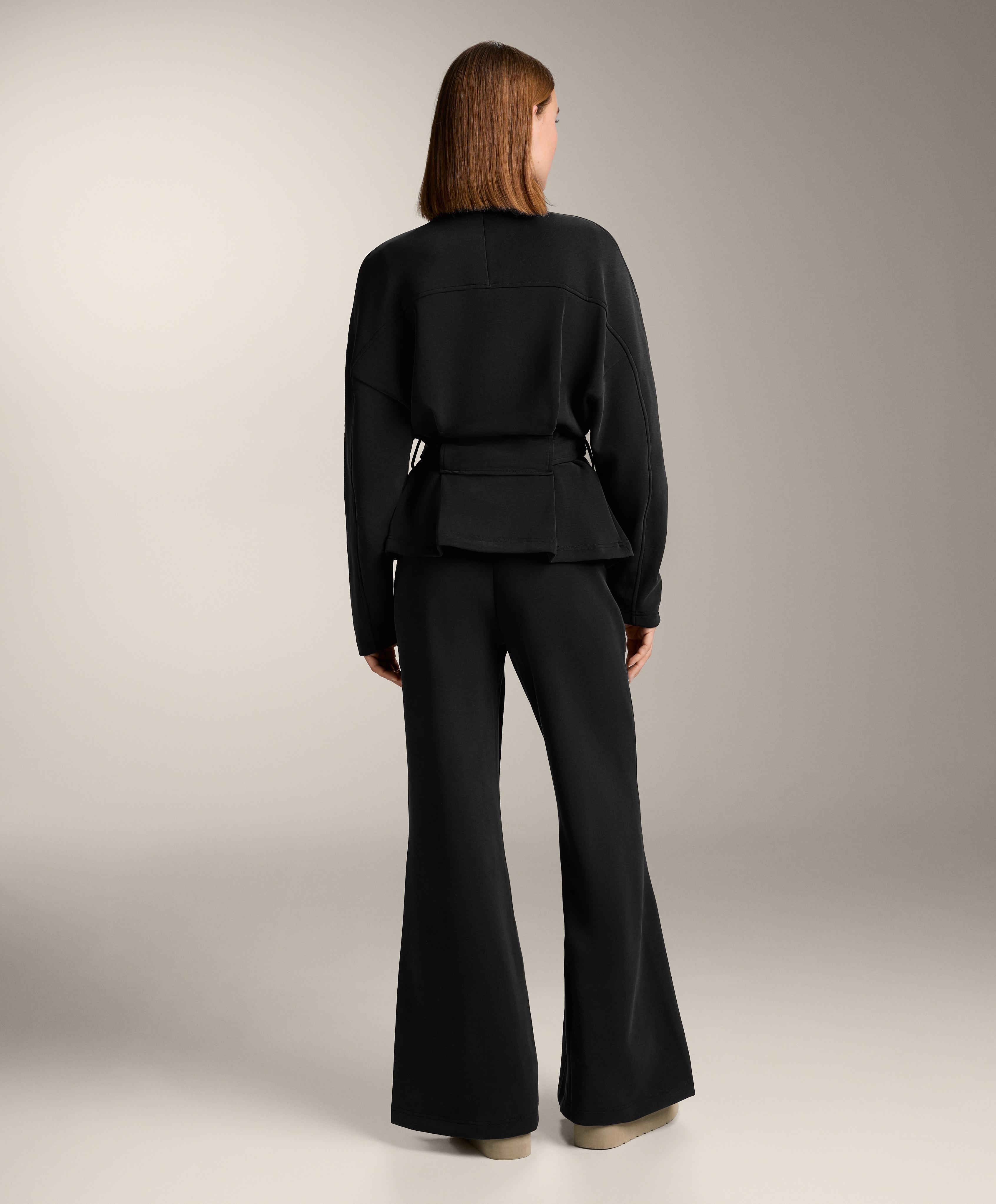 Long belted jacket with brushed modal — BLACK