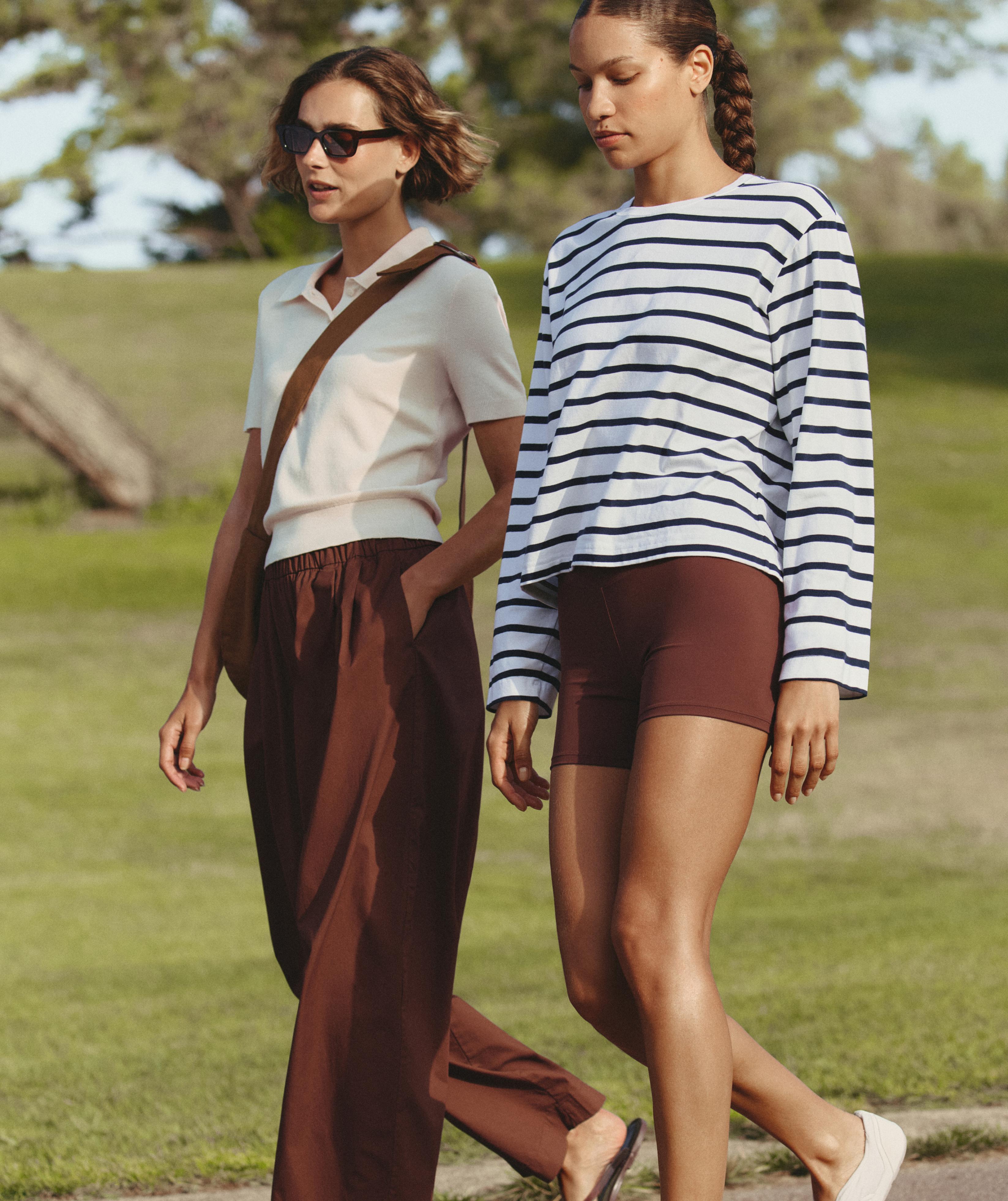 T-shirt boxy oversize à manches longues en coton mélangé à rayures T-shirt boxy oversize à manches longues en coton mélangé à rayures