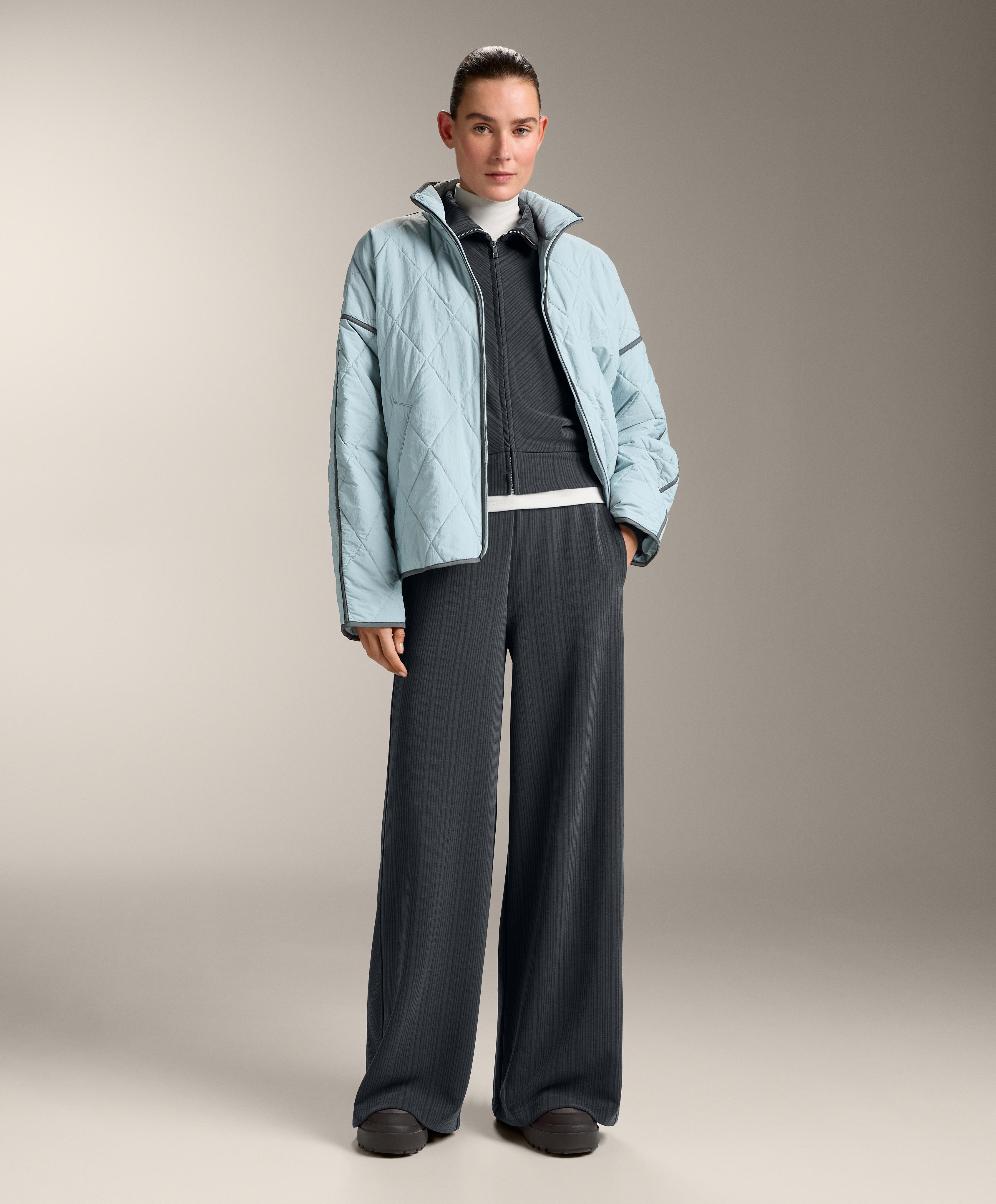 Asymmetric stripe trousers with modal — ASPHALT