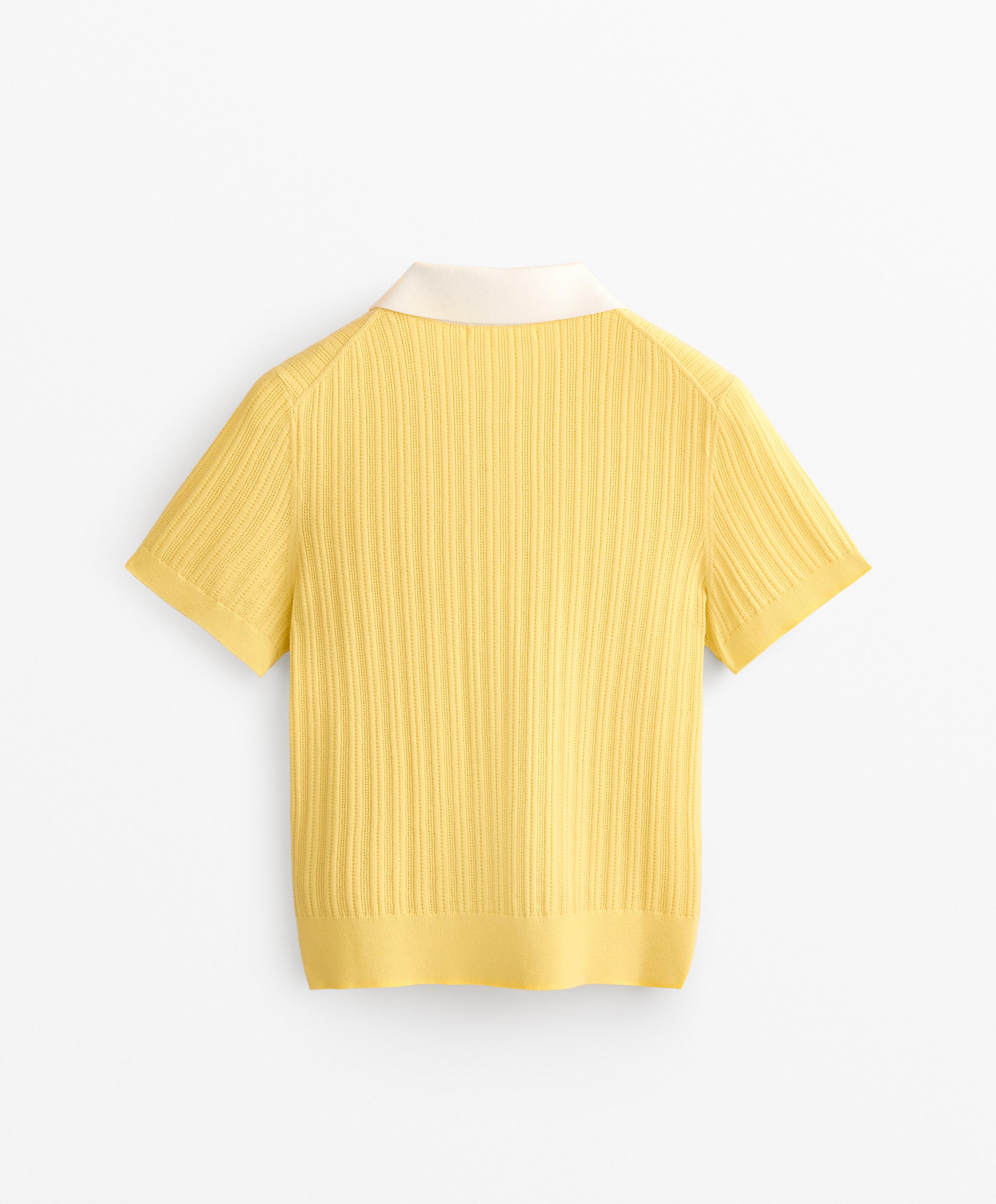 Pointelle knit polo shirt