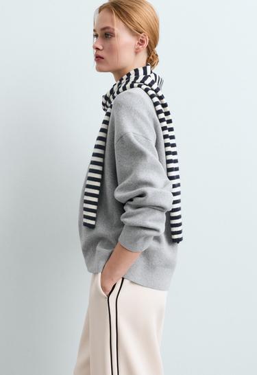 Striped knit scarf — NAVY BLUE 3