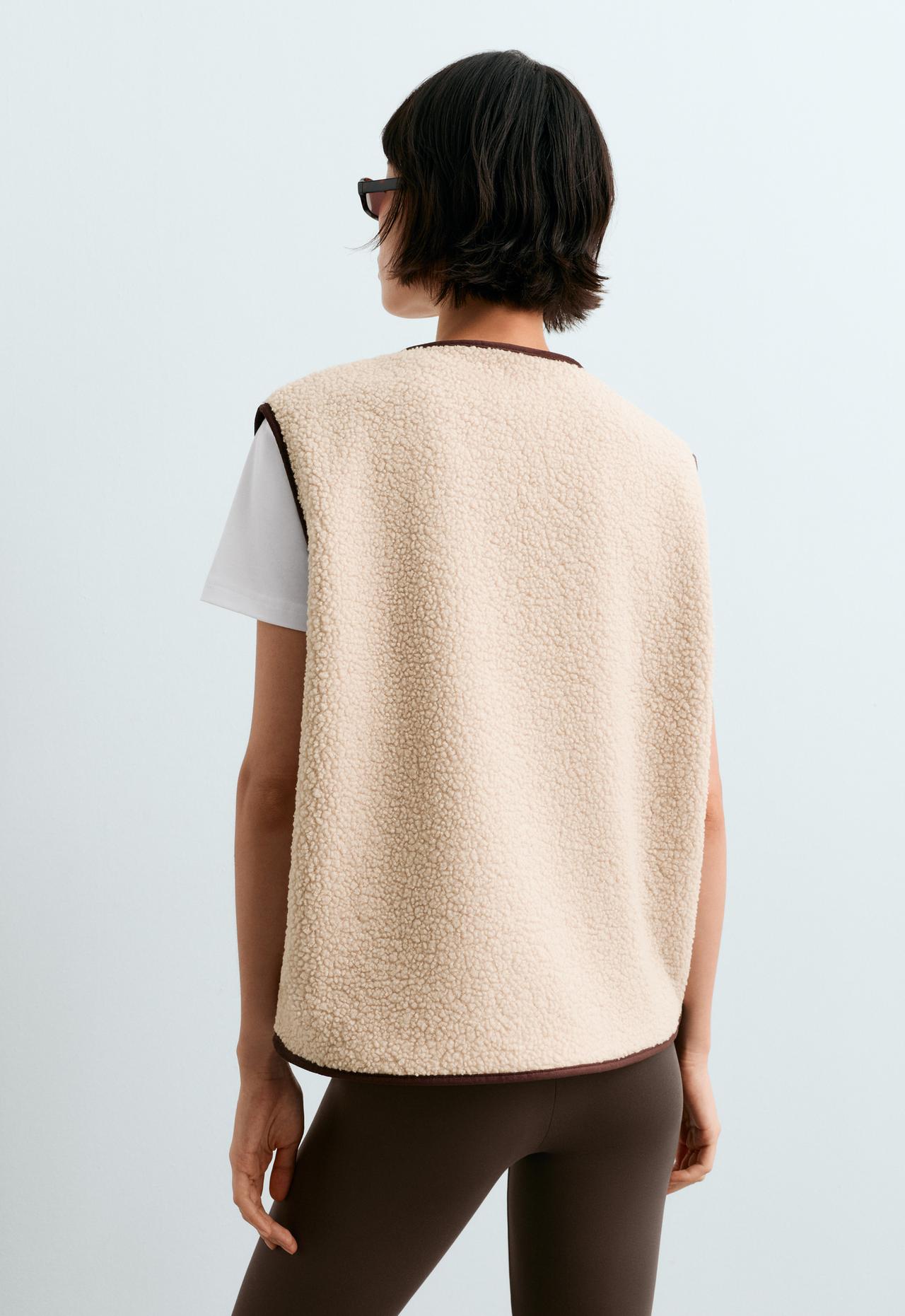 Faux-shearling button gilet — CREAM