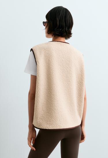 Faux-shearling button gilet — CREAM 4