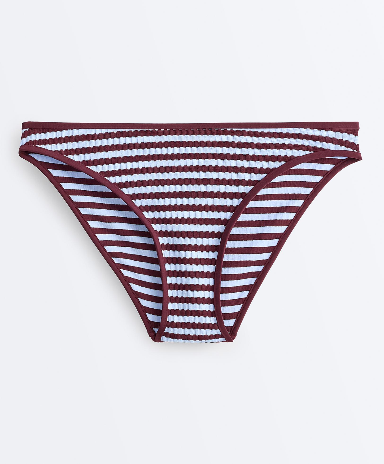 Textured stripe classic bikini briefs — CHERRY