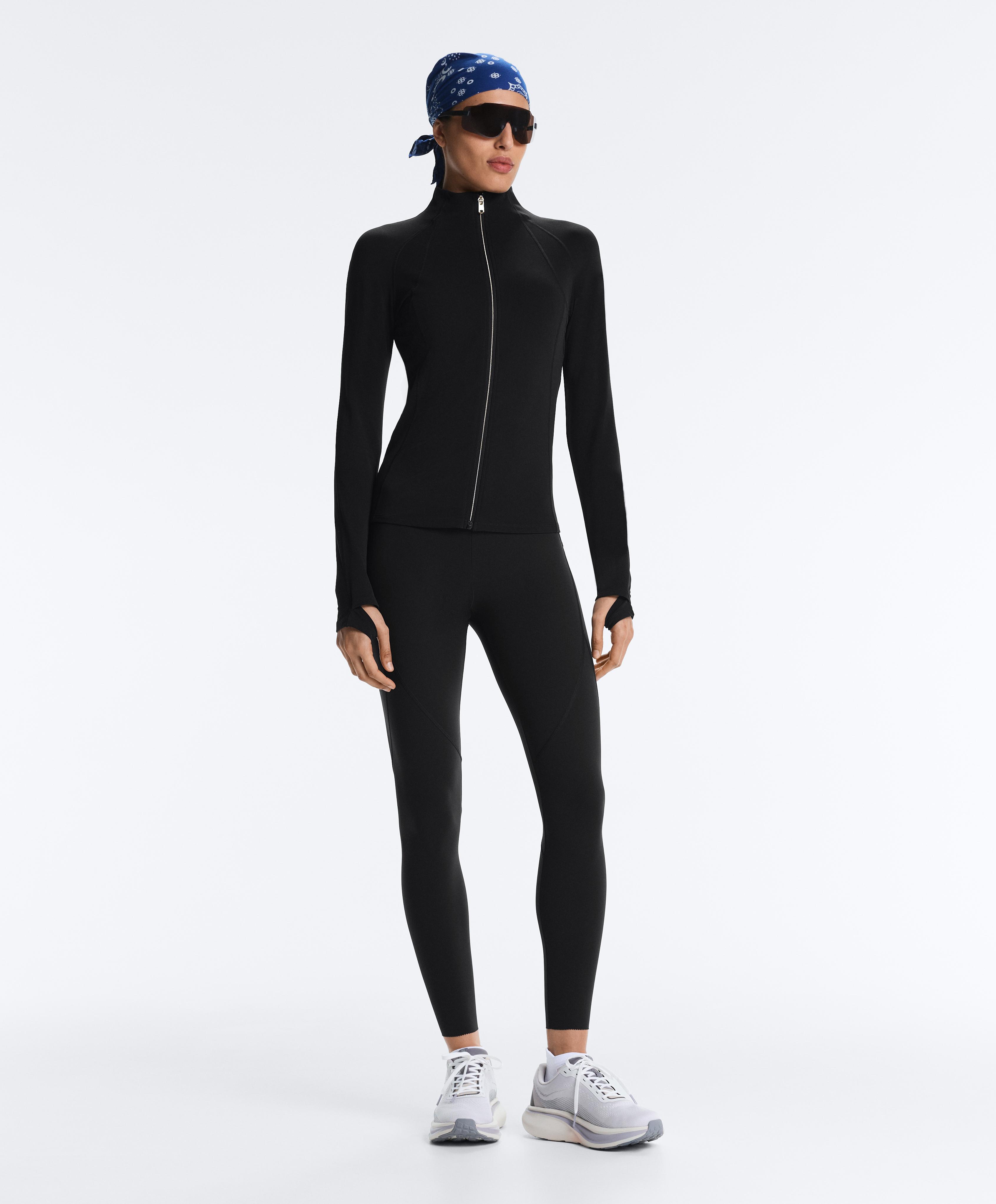 Light warm technical jacket with seams — BLACK