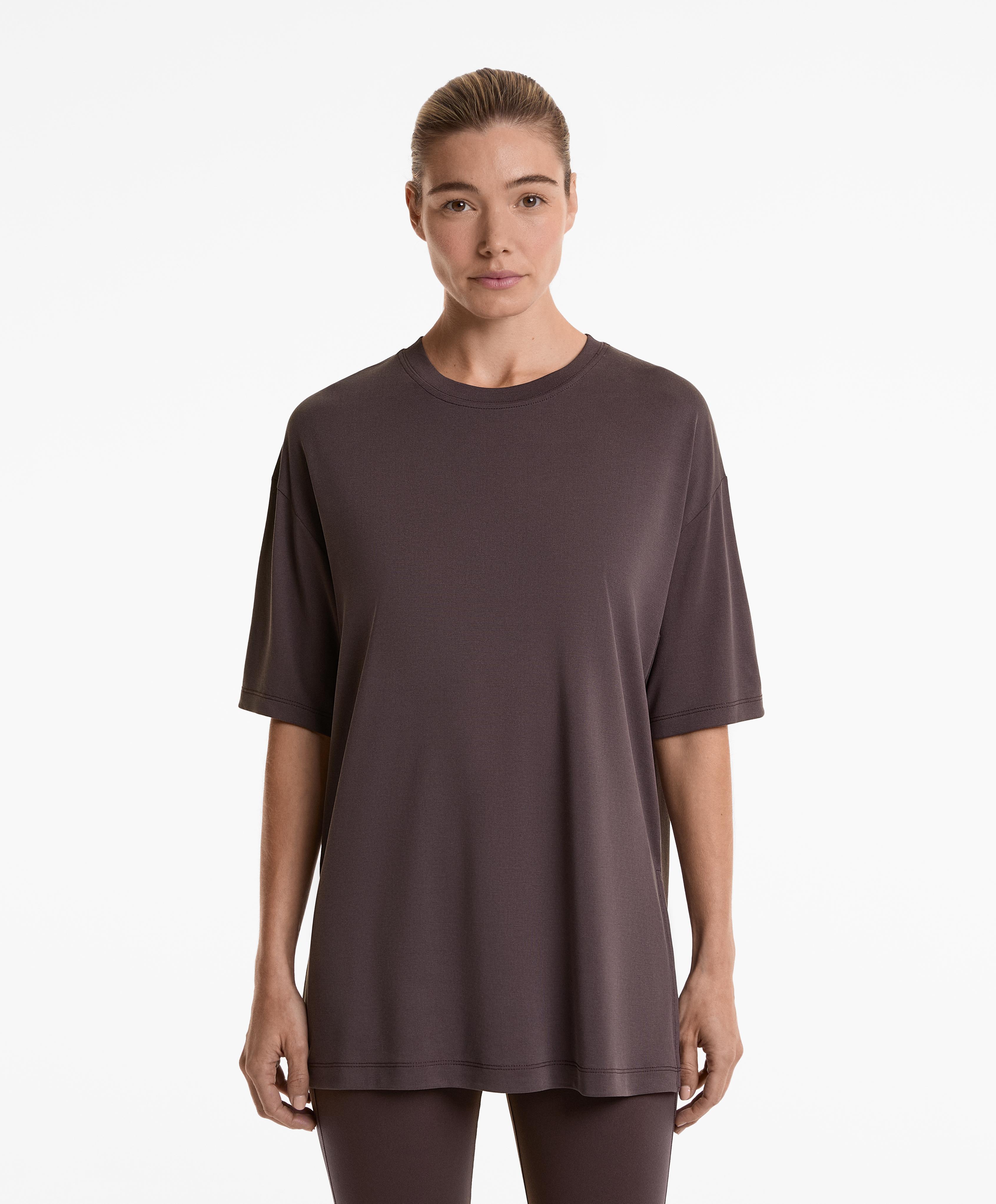 Modal blend short-sleeved long T-shirt