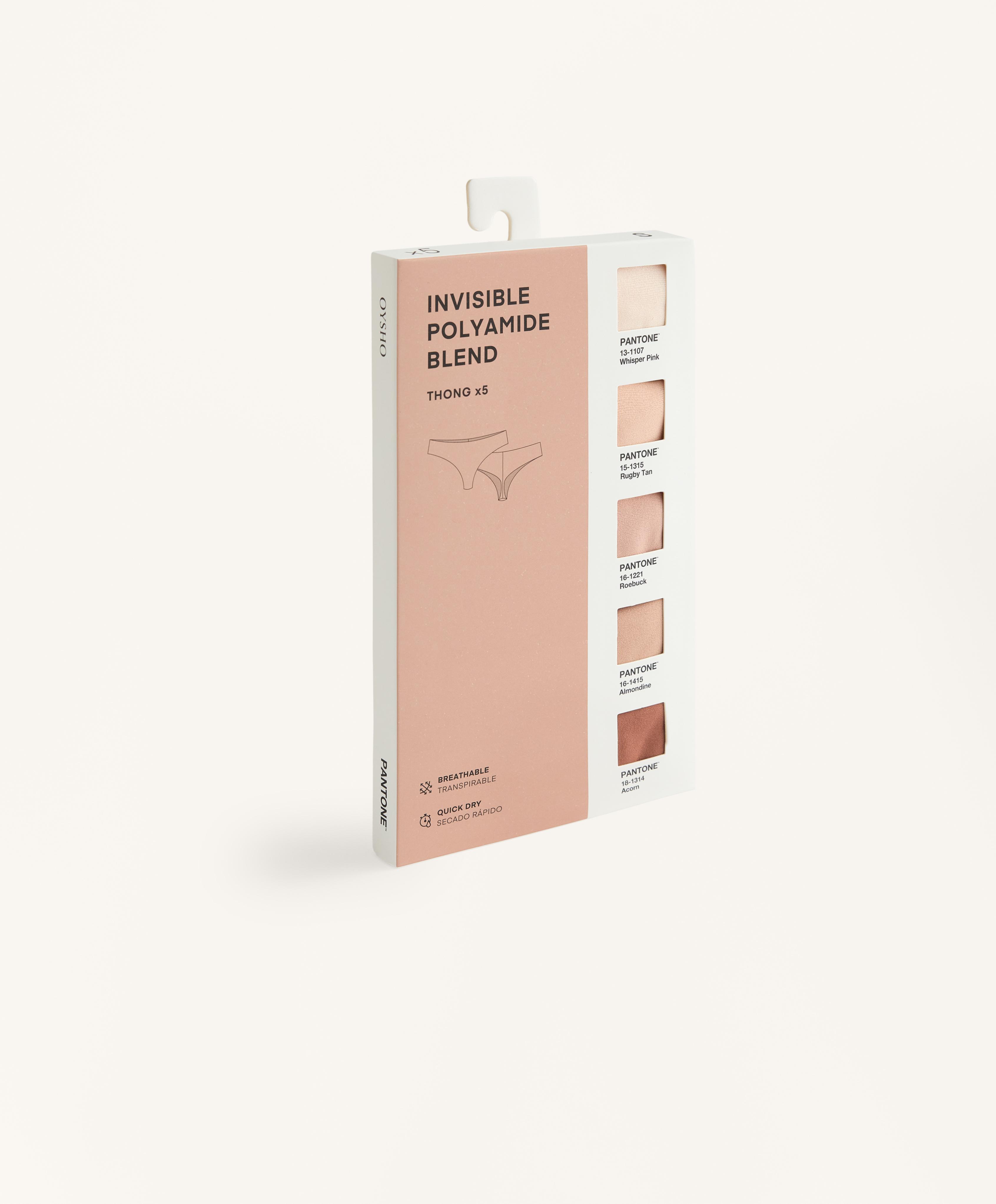 5 invisible polyamide blend thongs PANTONE™