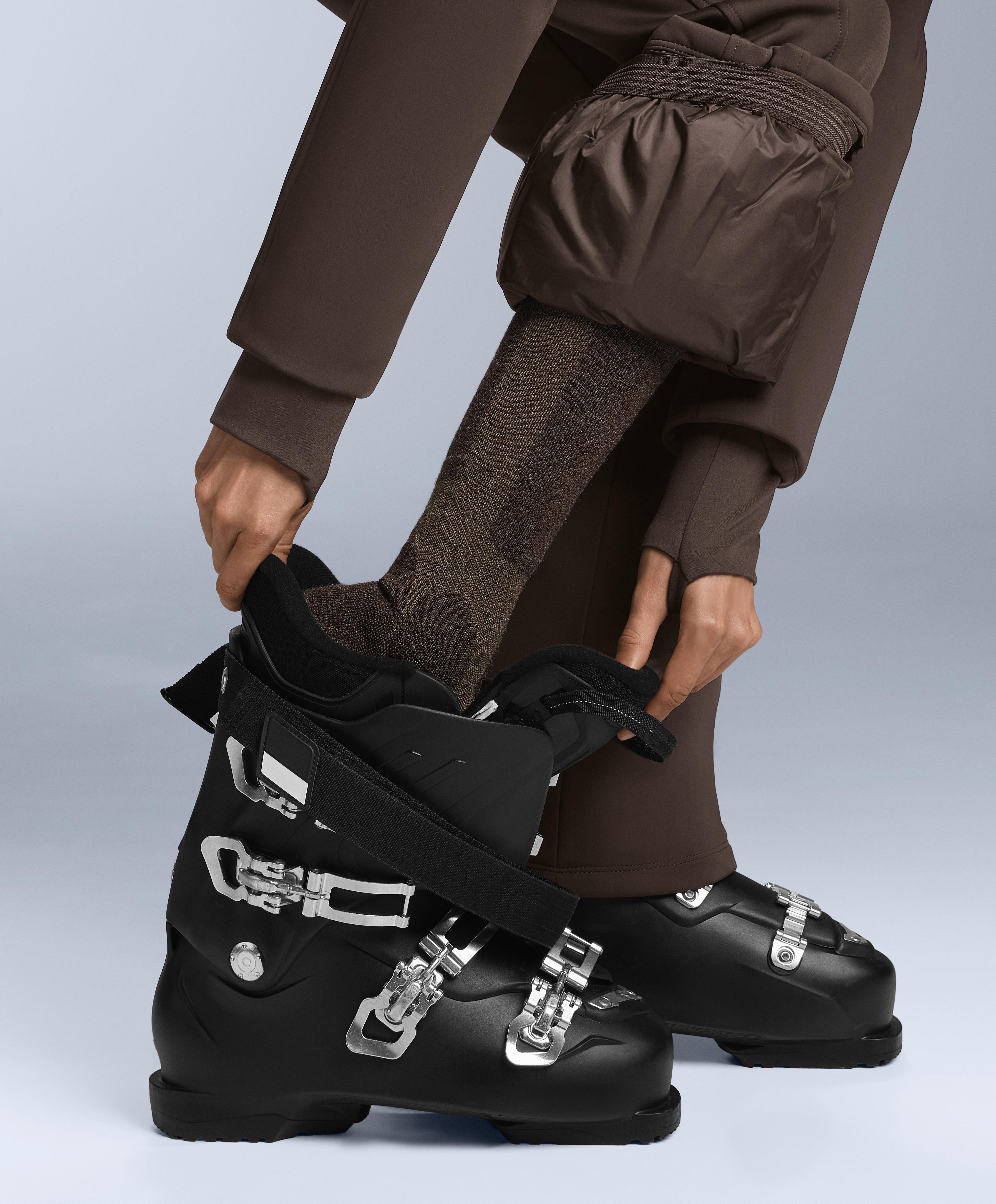WOOLMARK® wool blend long ski socks — BROWN