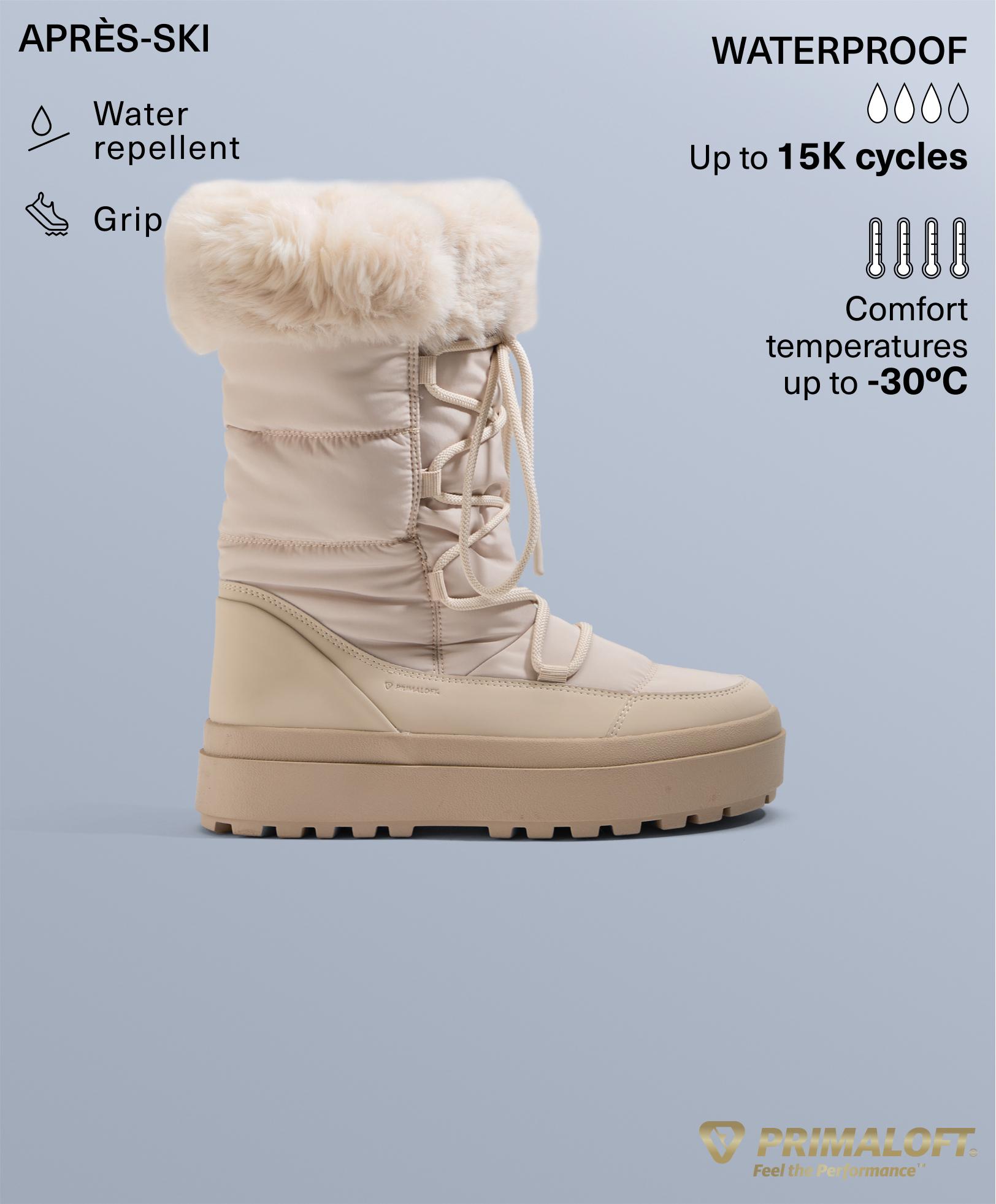 מגפי après-ski עם שרוכים וצווארון פרווה