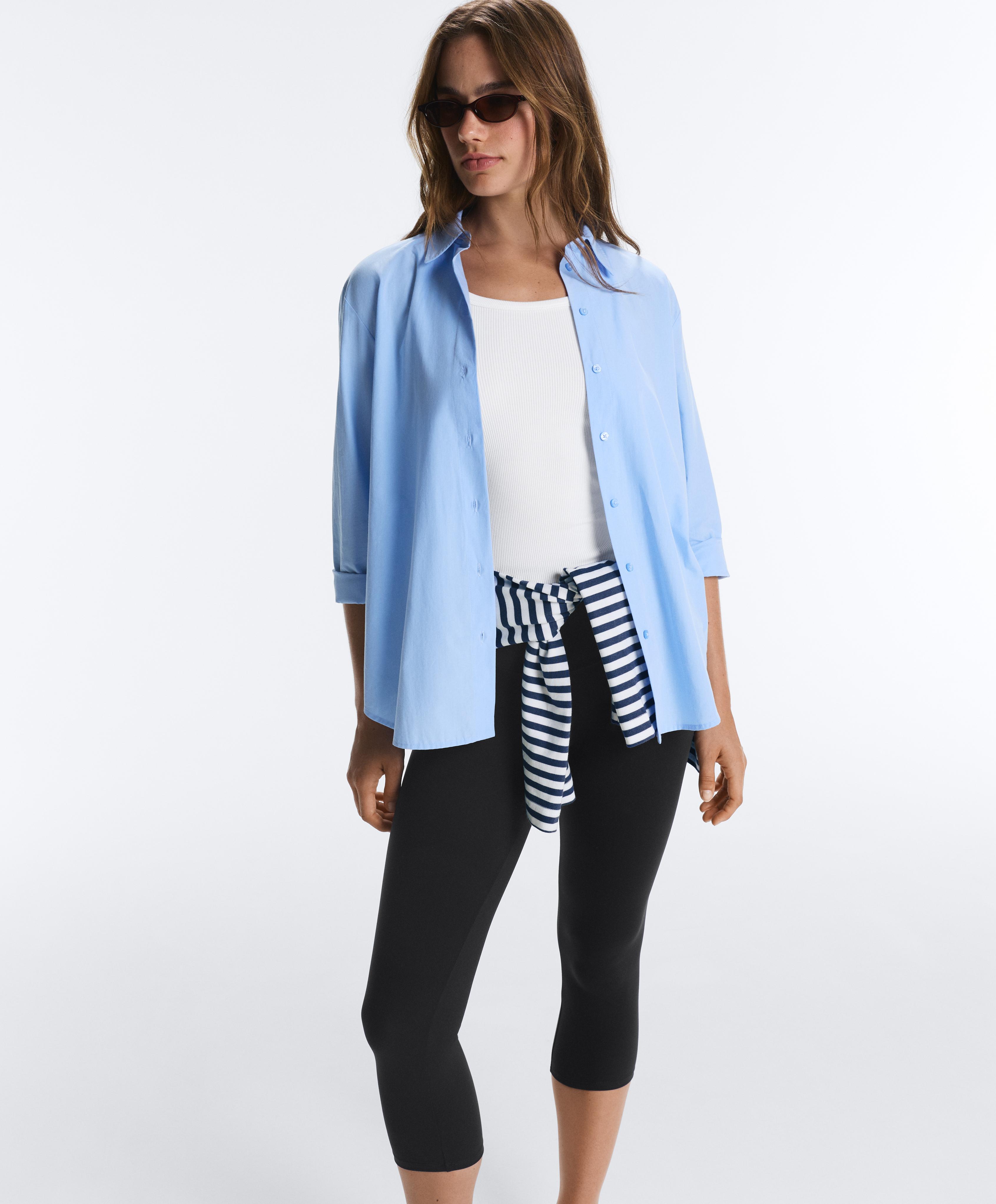 100% cotton long-sleeved shirt — SKY BLUE