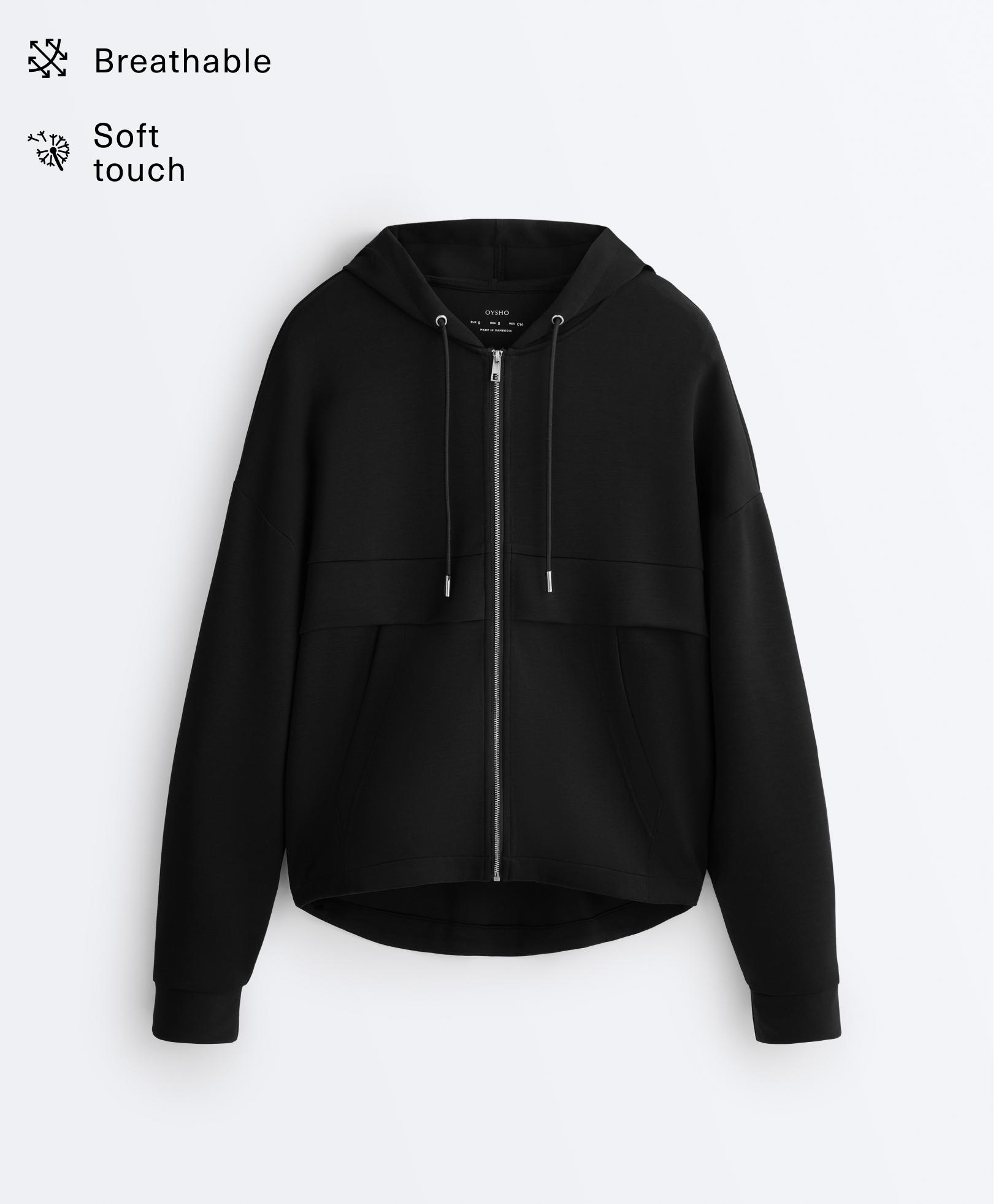 Soft-touch jacket with modal — BLACK
