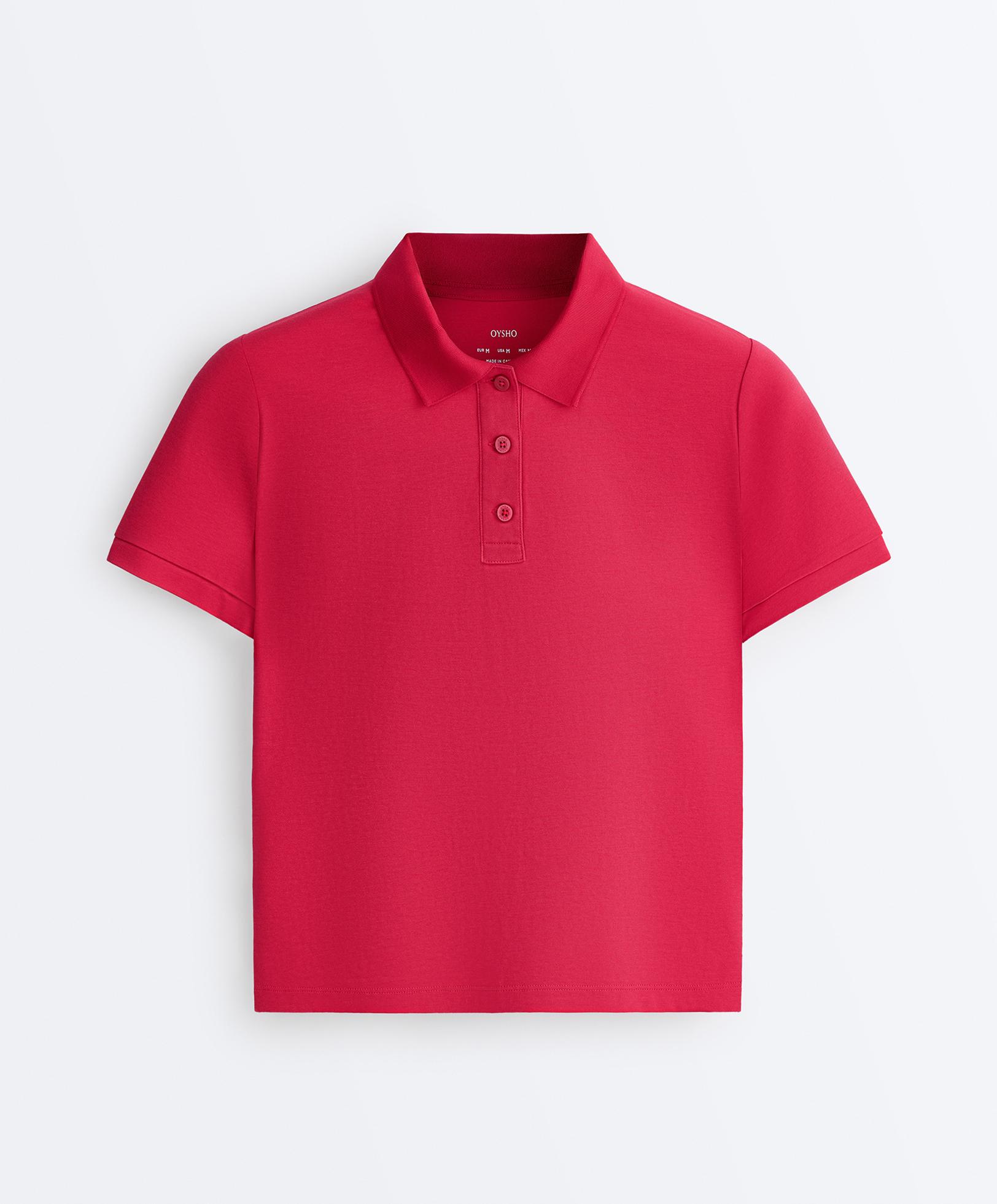 Slim-fit piqué cotton short-sleeve polo shirt — RED