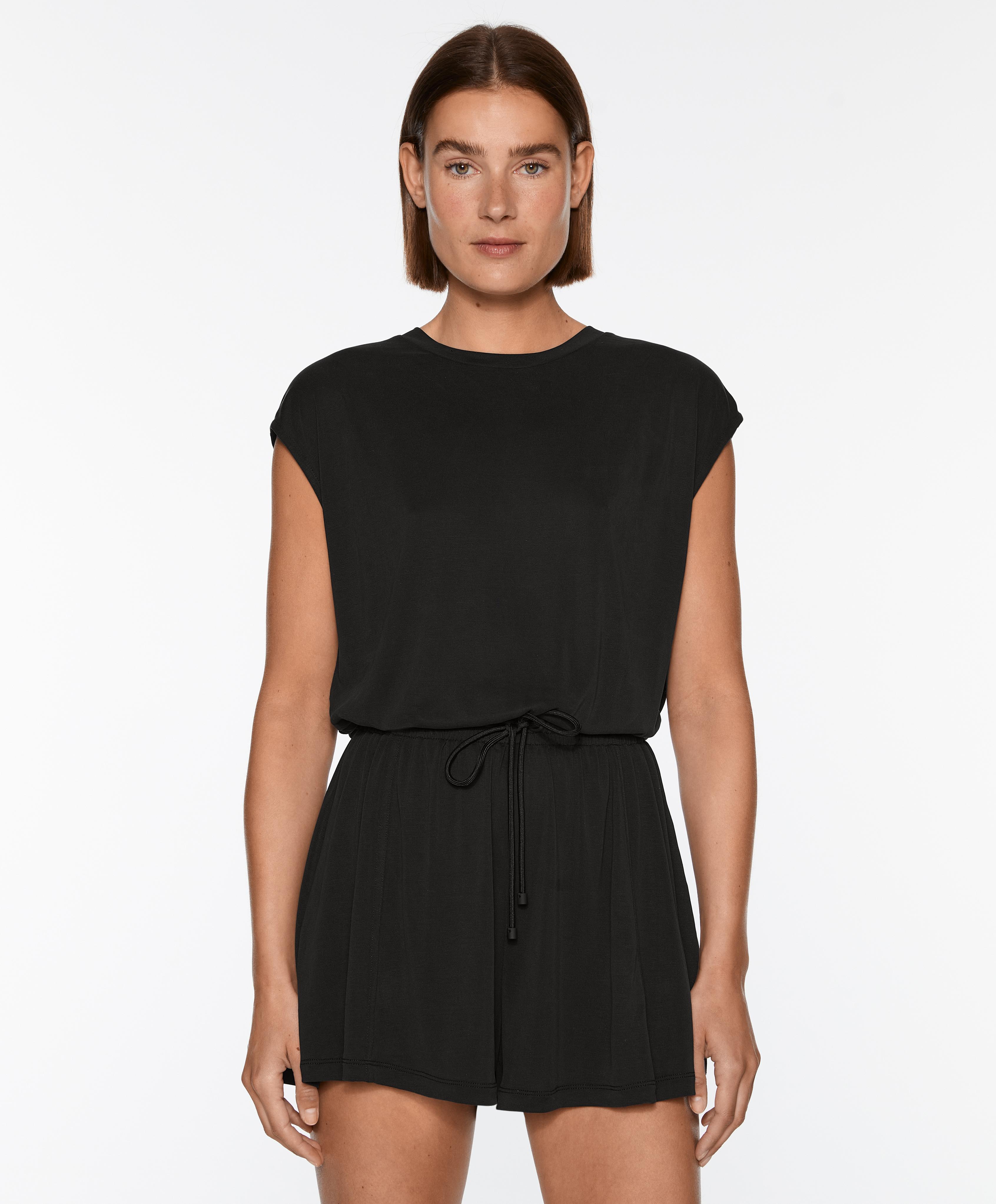 Combi-short sans manches en mélange de modal - Soldes