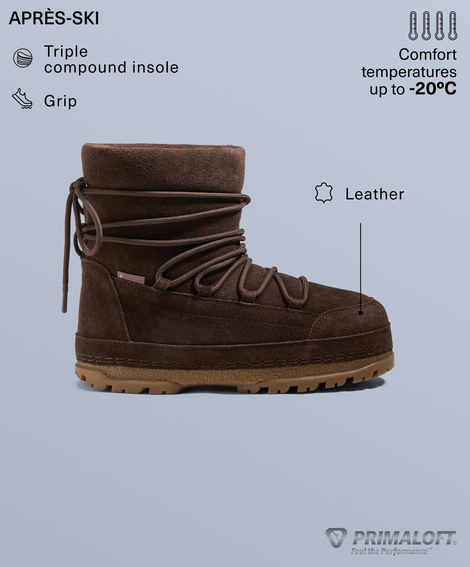 Lace-up technical split leather boots — BROWN