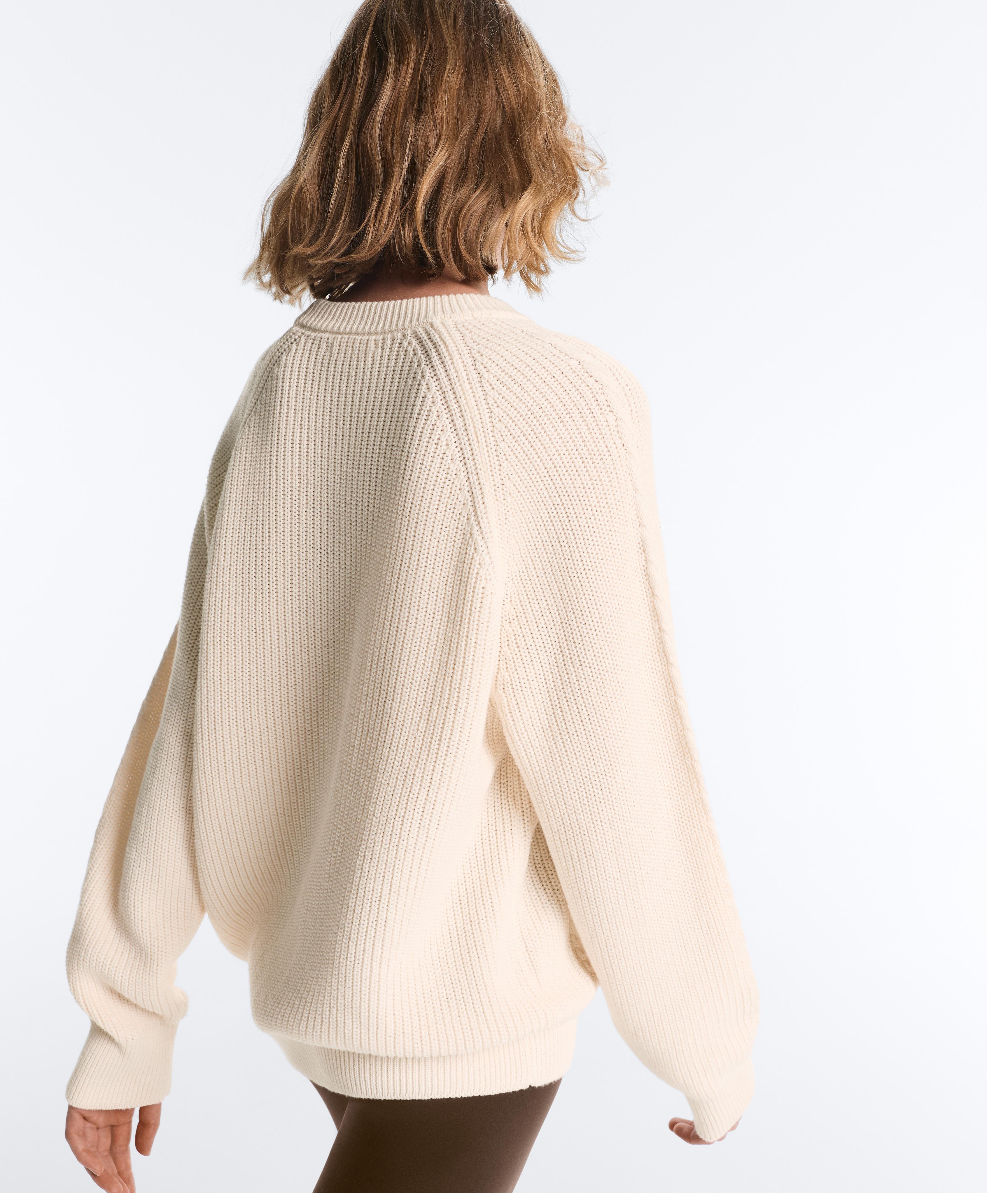 100% cotton cable knit jumper — ECRU