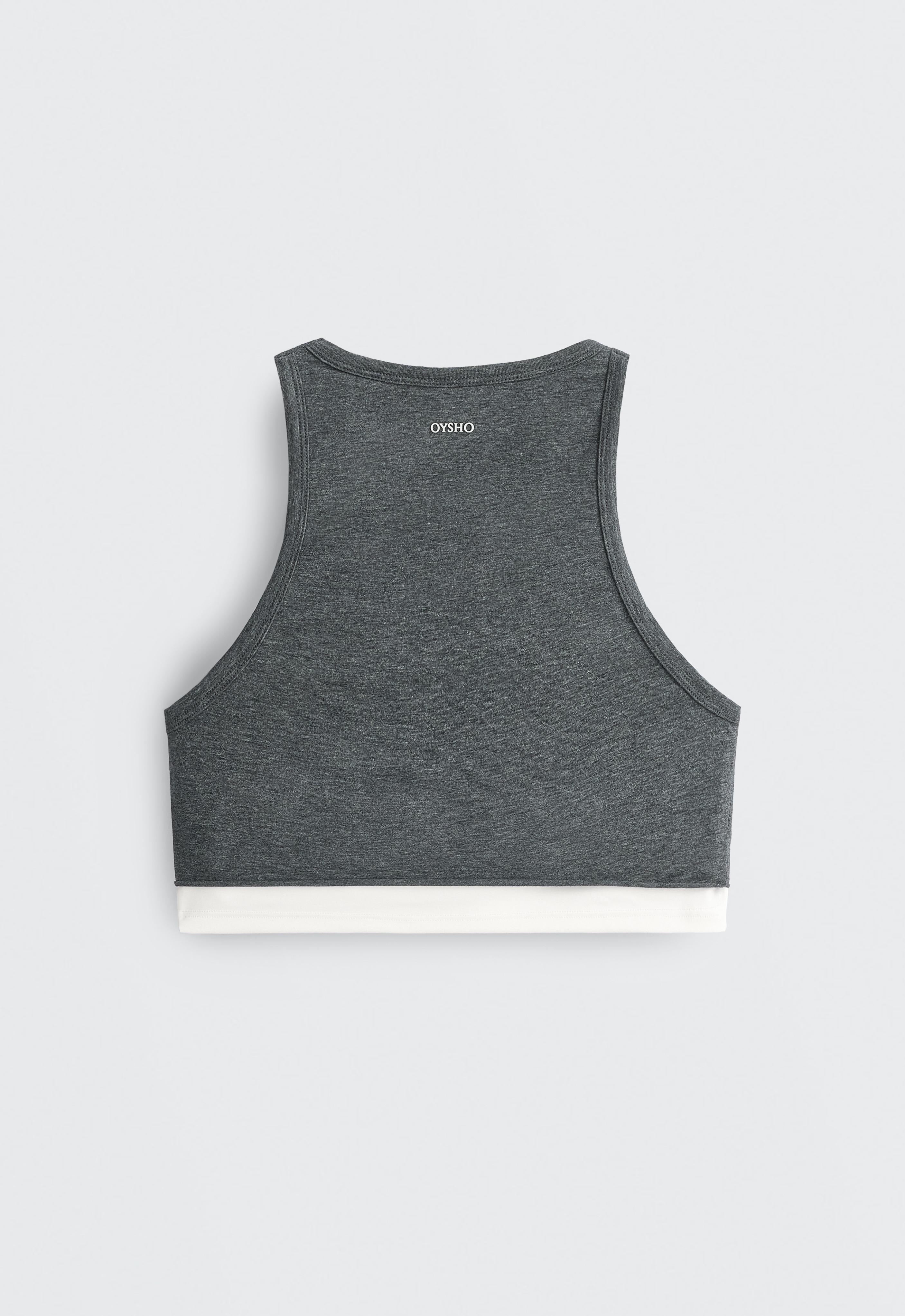 Marl overlay halterneck tank top — DARK GREY MELANGE