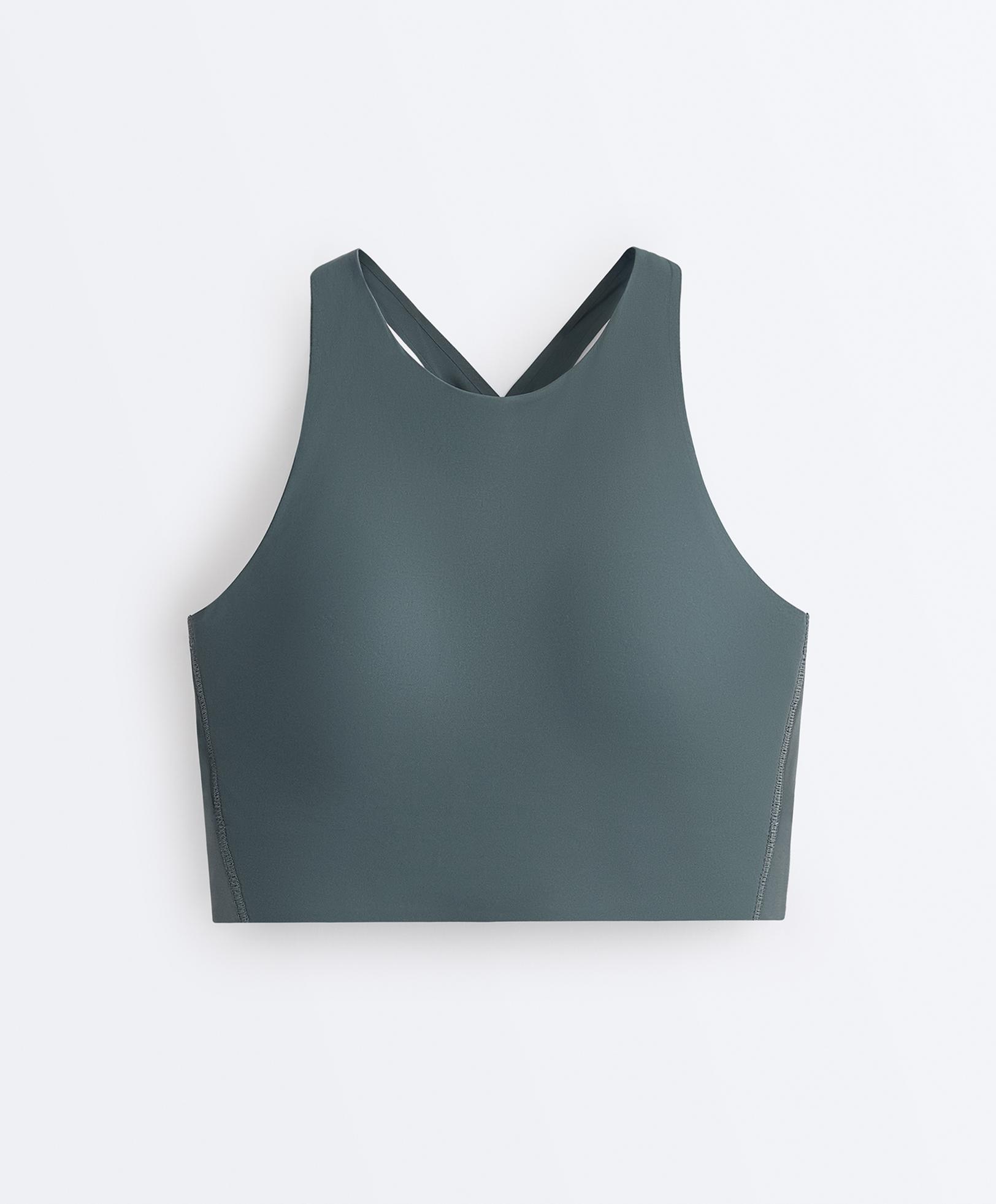 Light Touch crossover back tank top — DARK GREY-GREEN