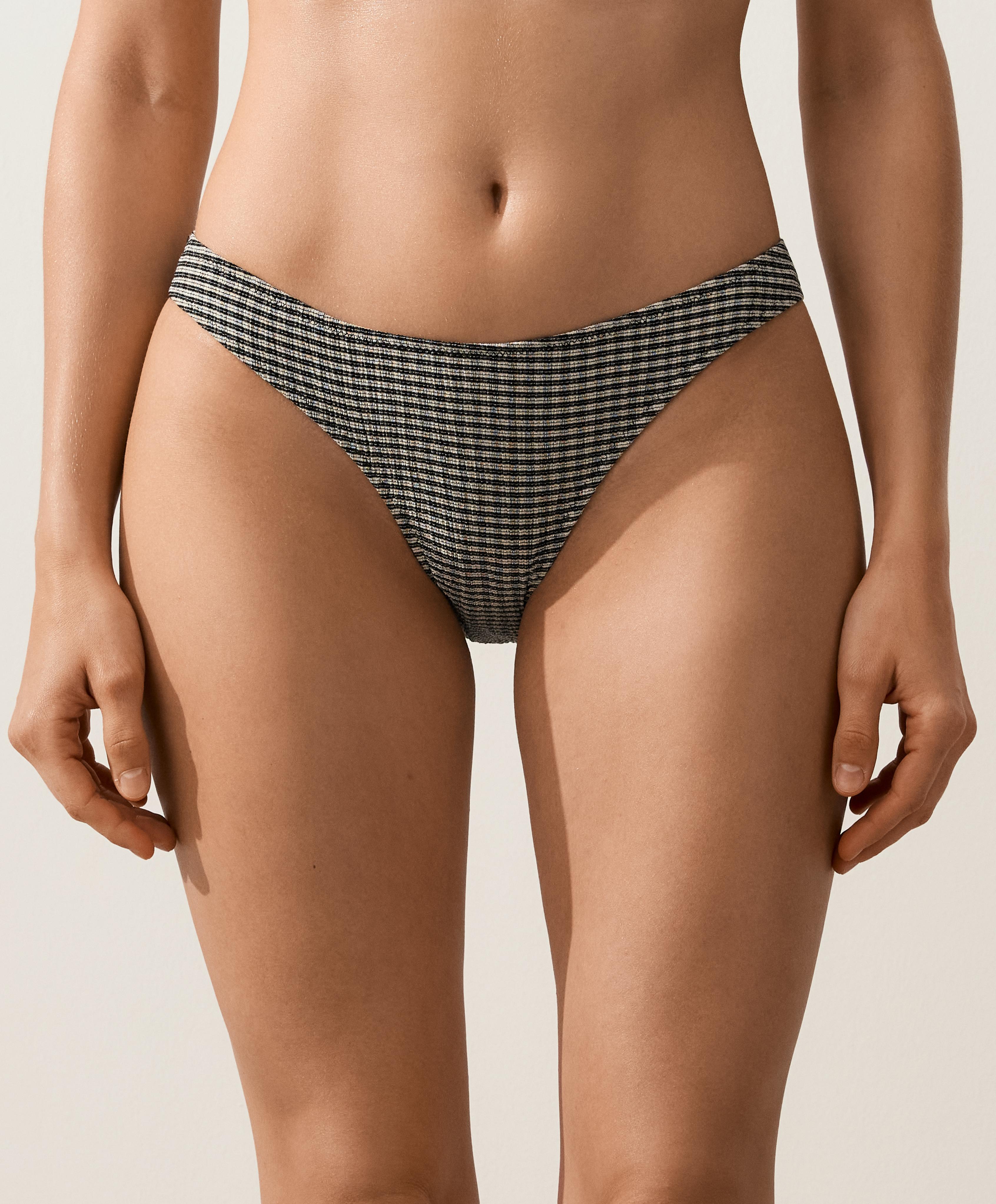 Classic mini check bikini briefs — BLACK