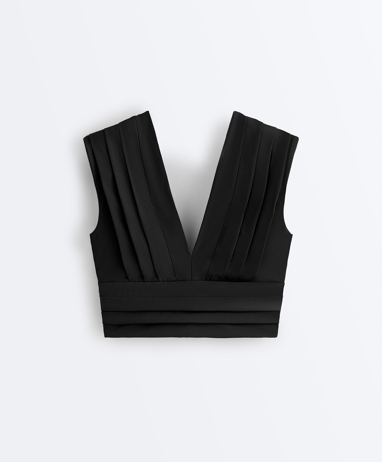 Light Touch pleated tank top — BLACK