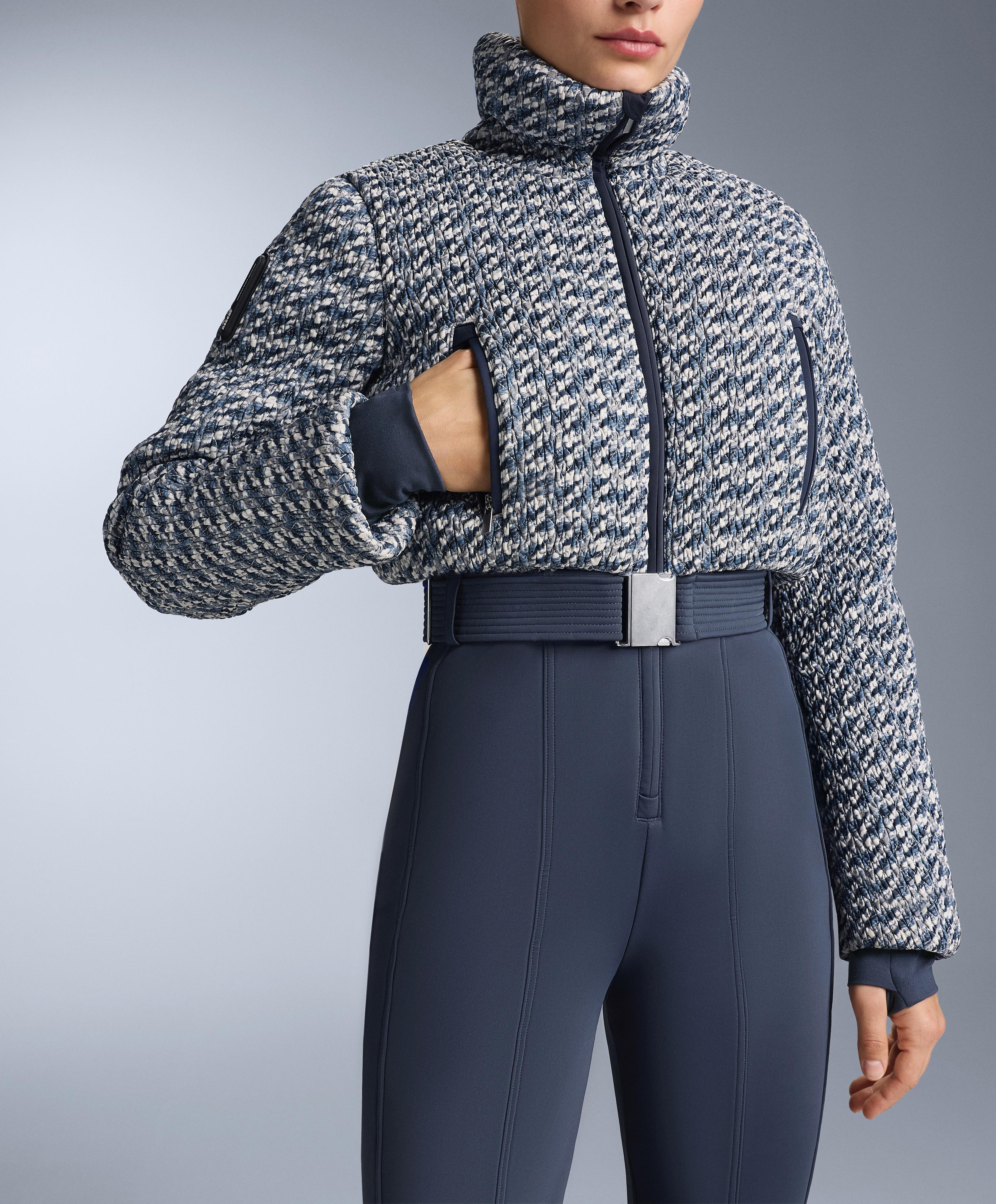 MINARDI PIUME SKI water-resistant twist padded 80% down and 20% feather jumpsuit — WASHED DARK BLUE