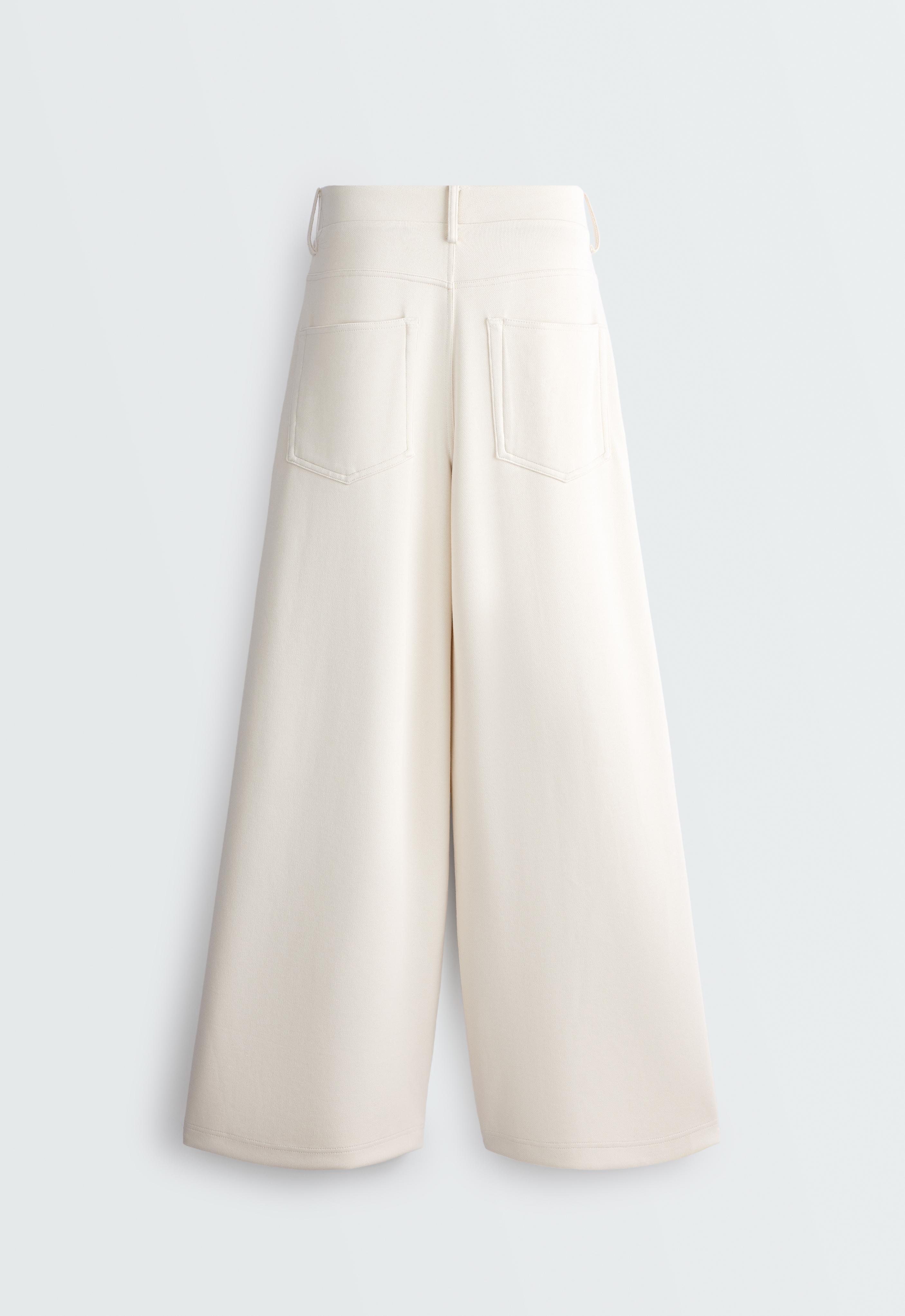 5-pocket wide-leg trousers — PALE ECRU
