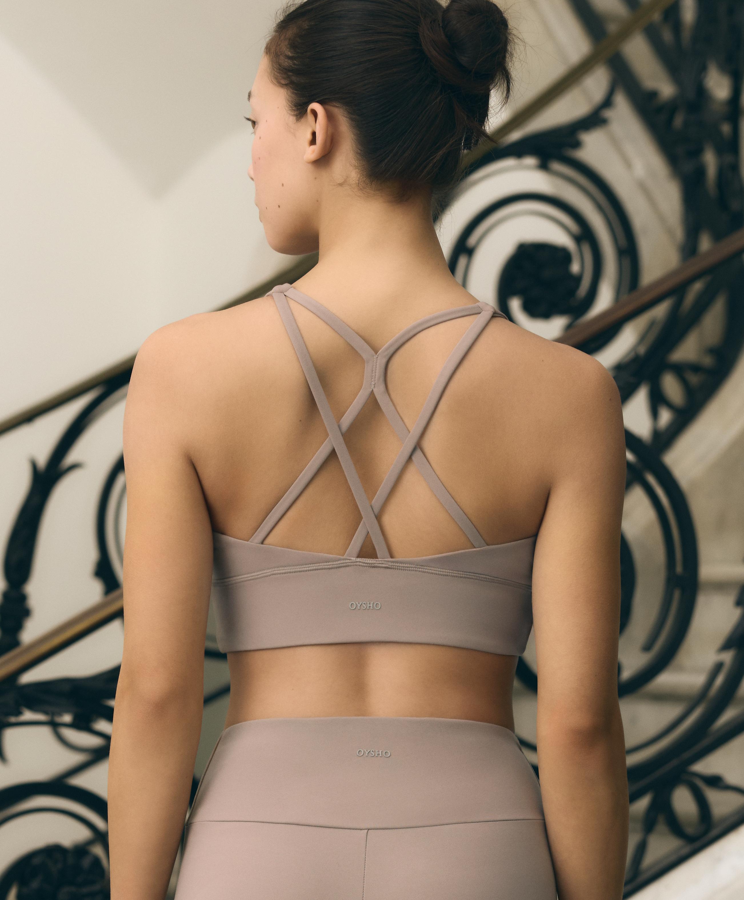 Medium-support Comfortlux sports bra with cups — PALE TAUPE