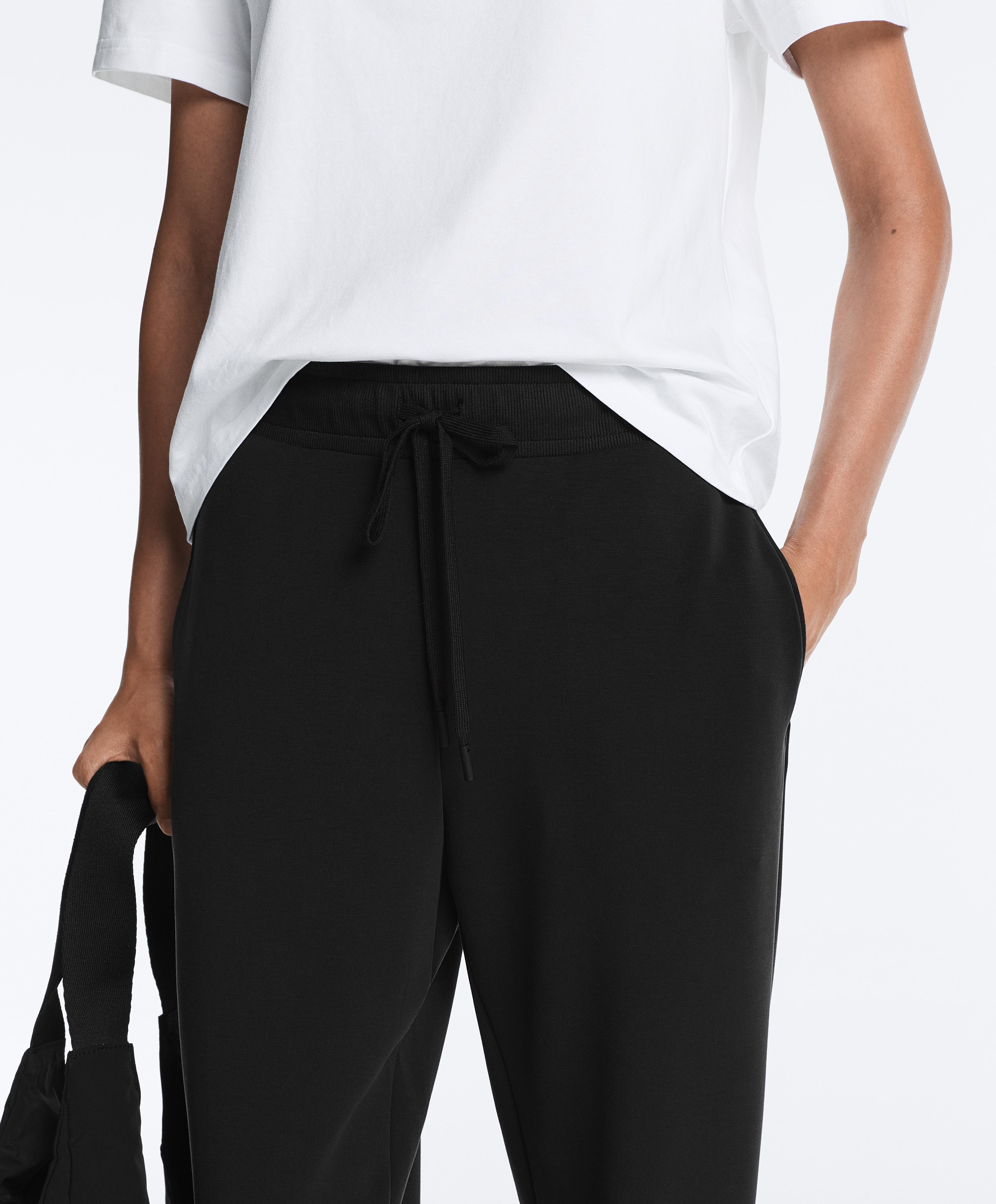 Slim-fit rib modal soft-touch joggers — BLACK