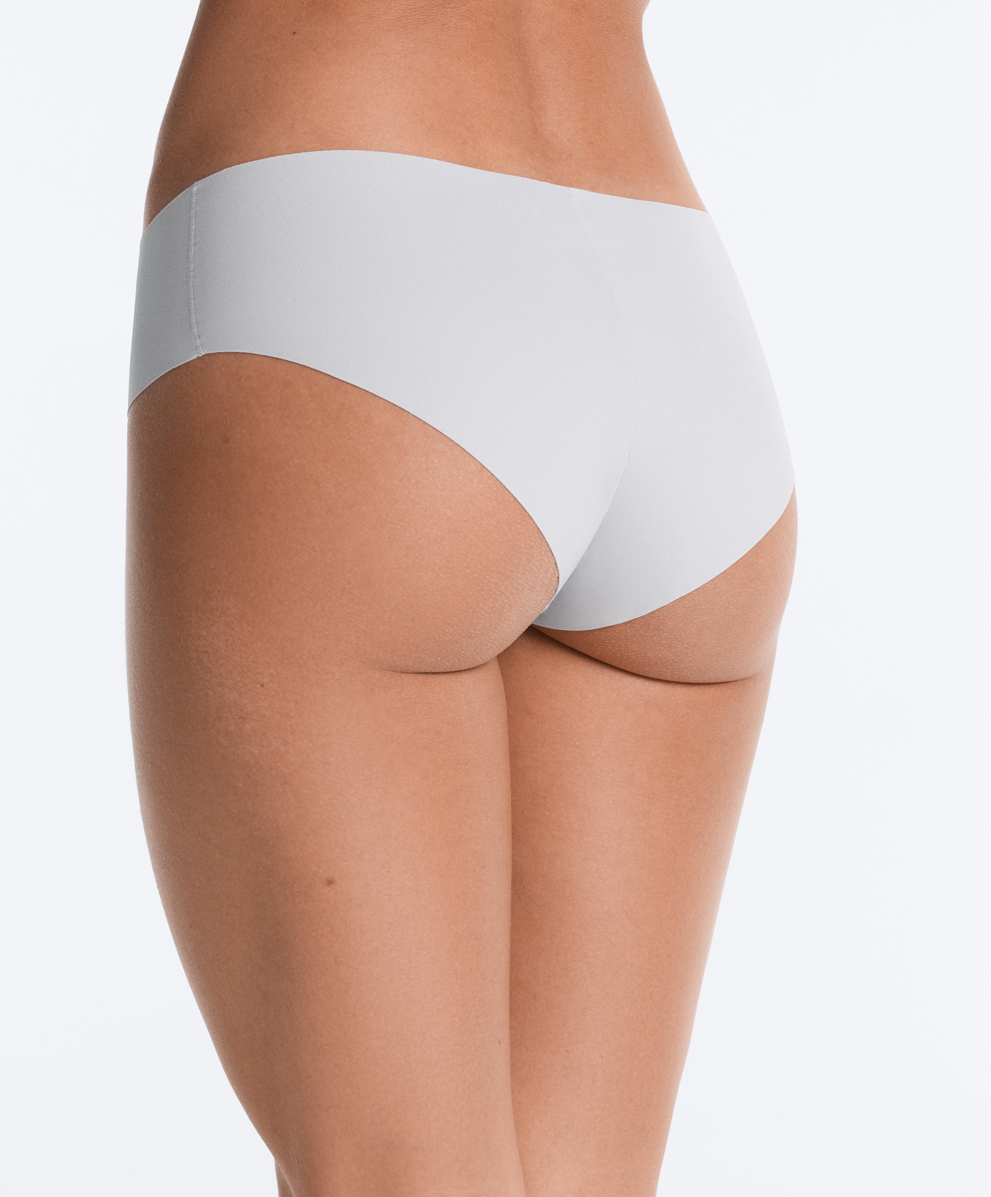 5 laser-cut invisible polyamide blend hipster briefs — MID GREY-BLUE