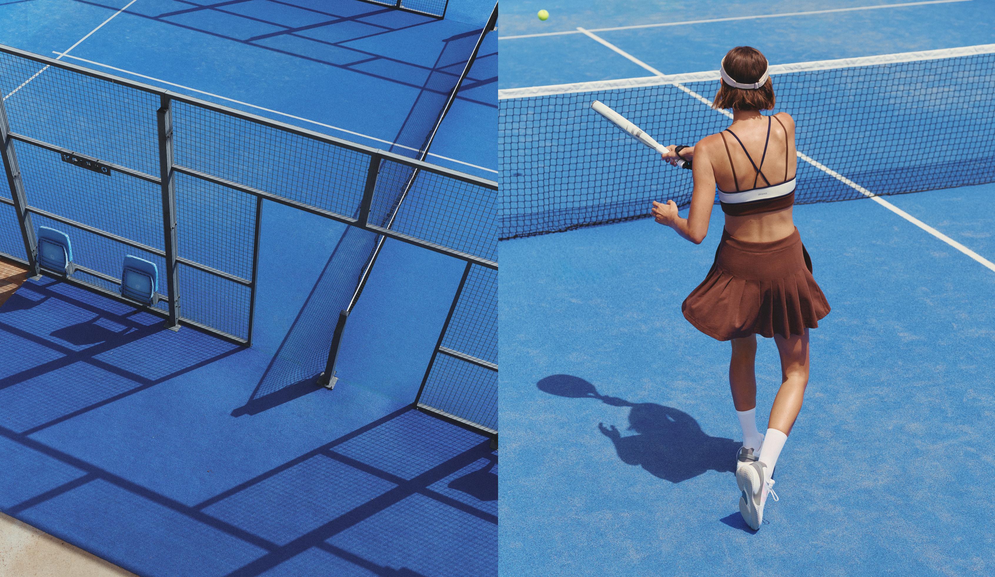Cotton piqué pleated mini skirt — TERRACOTTA