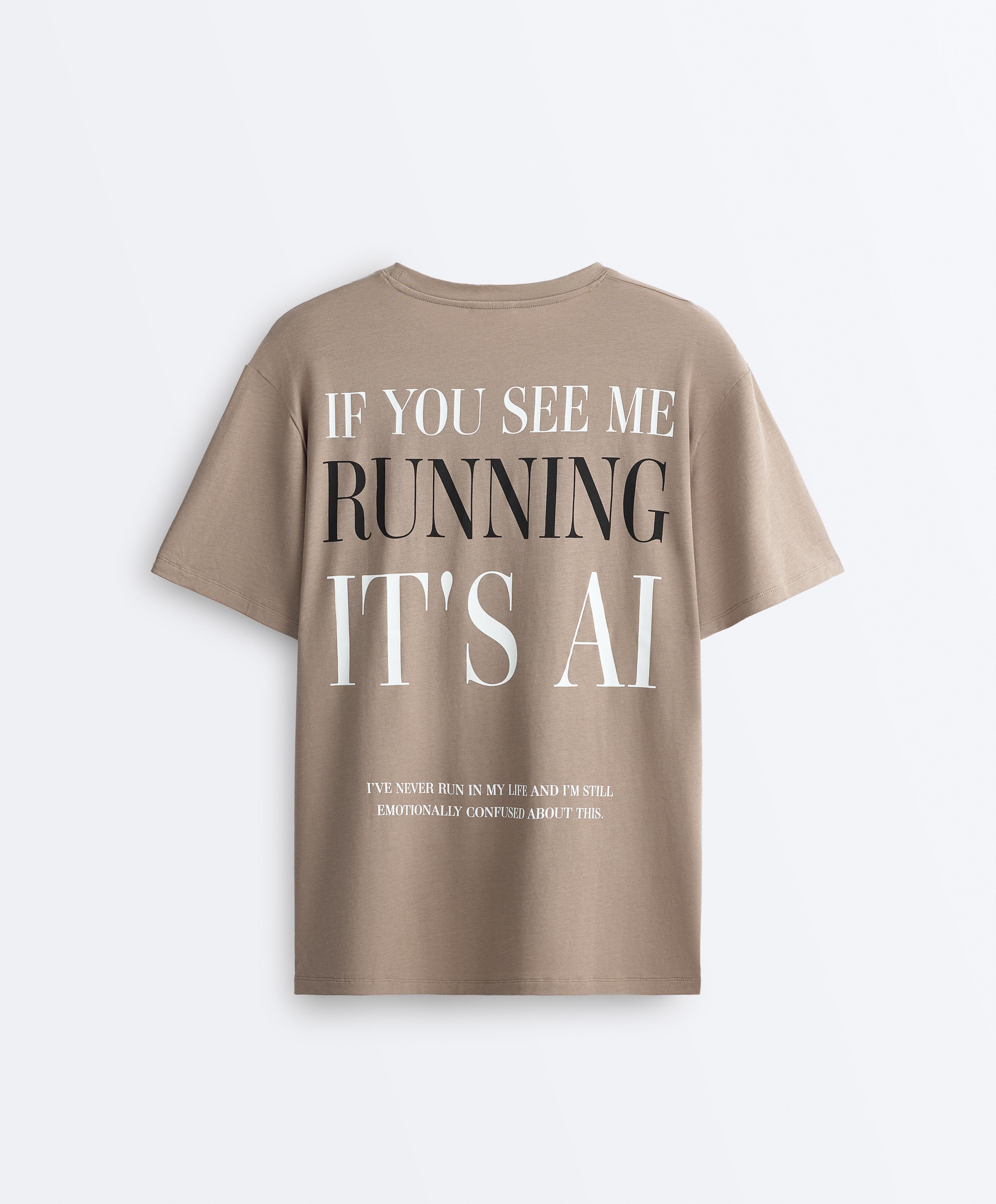 Boxy short-sleeved cotton blend T-shirt with slogan Boxy short-sleeved cotton blend T-shirt with slogan
