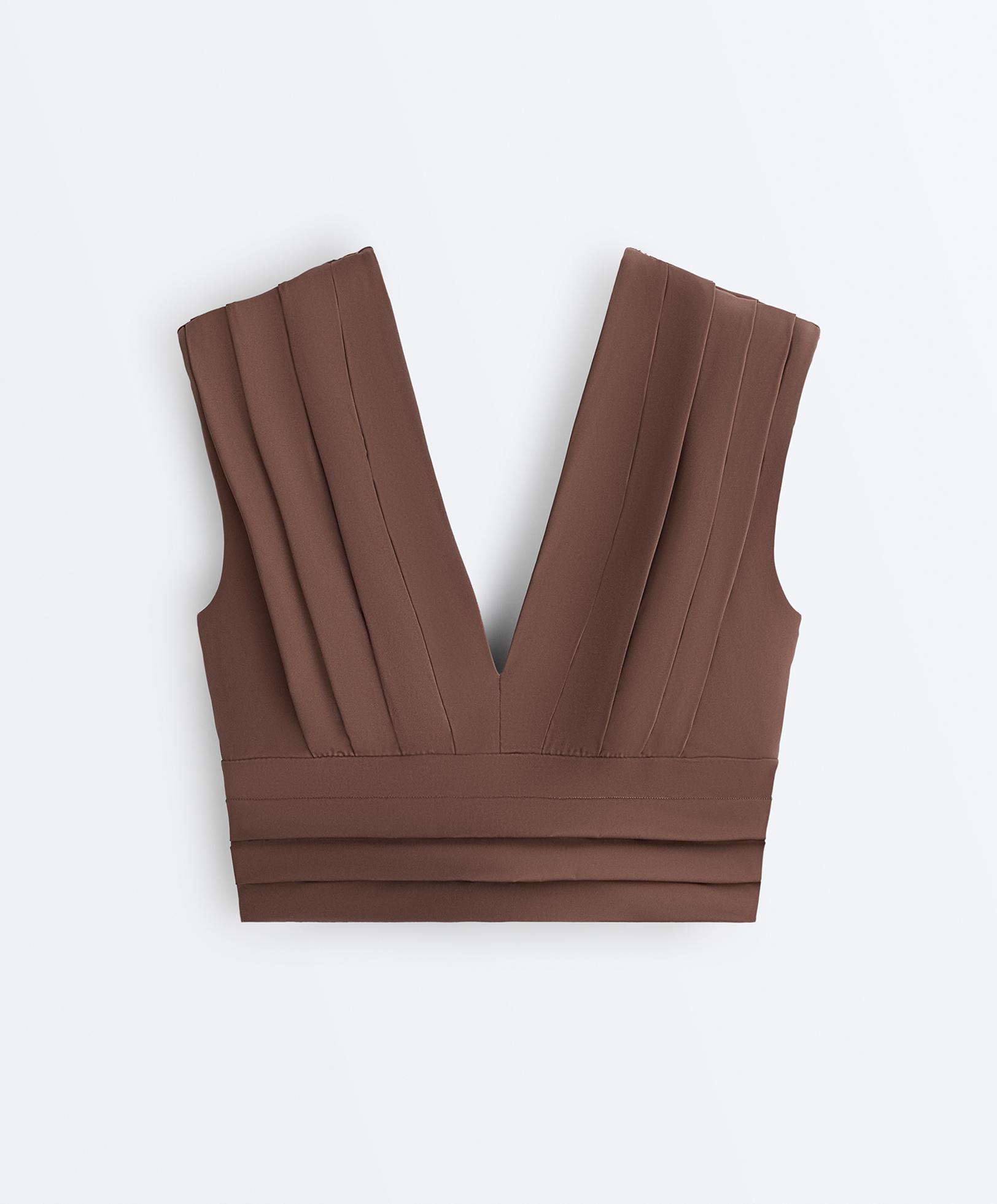 Light Touch pleated tank top — MID-BROWN