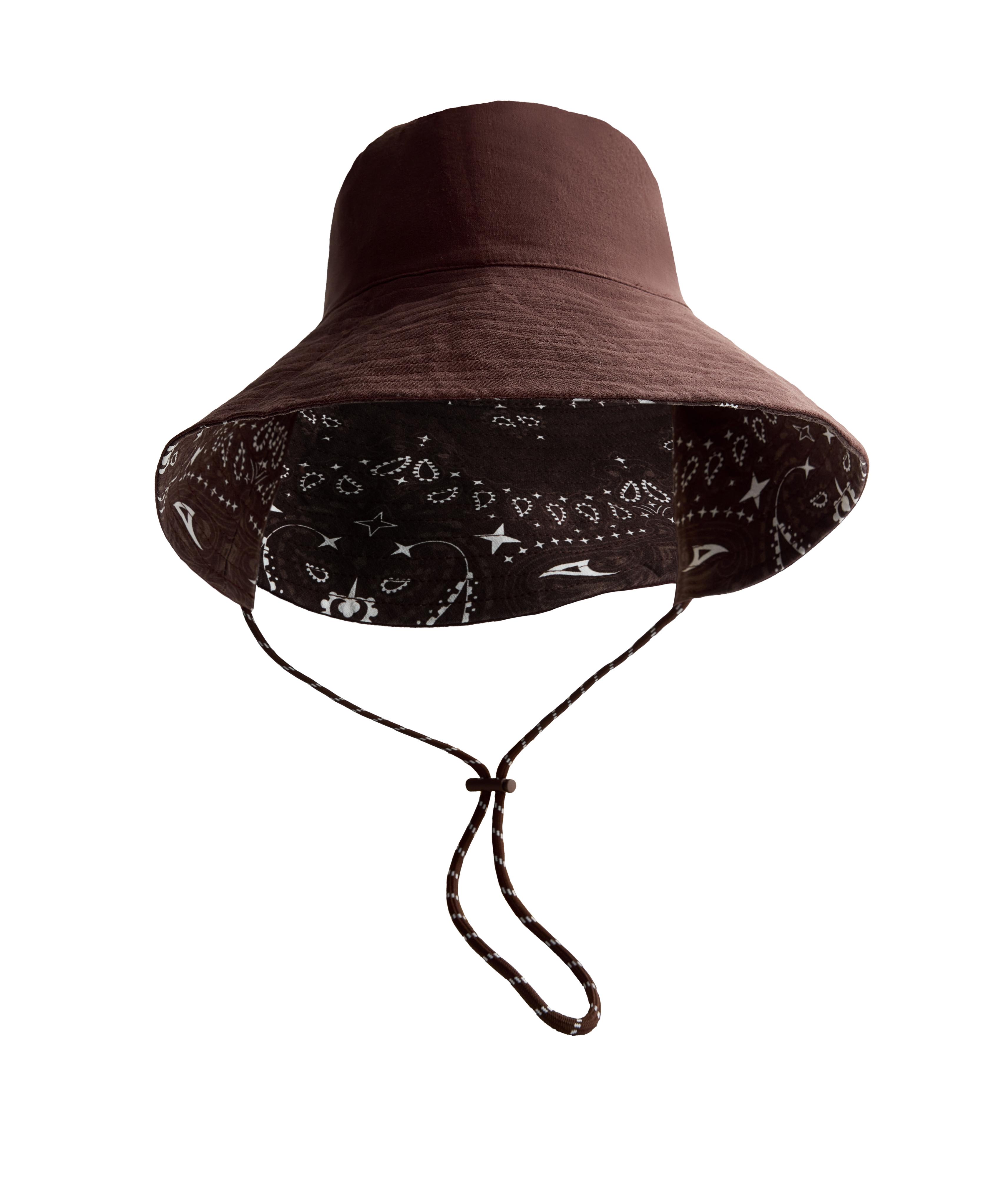 Reversible 100% cotton bandana bucket hat — BEIGE