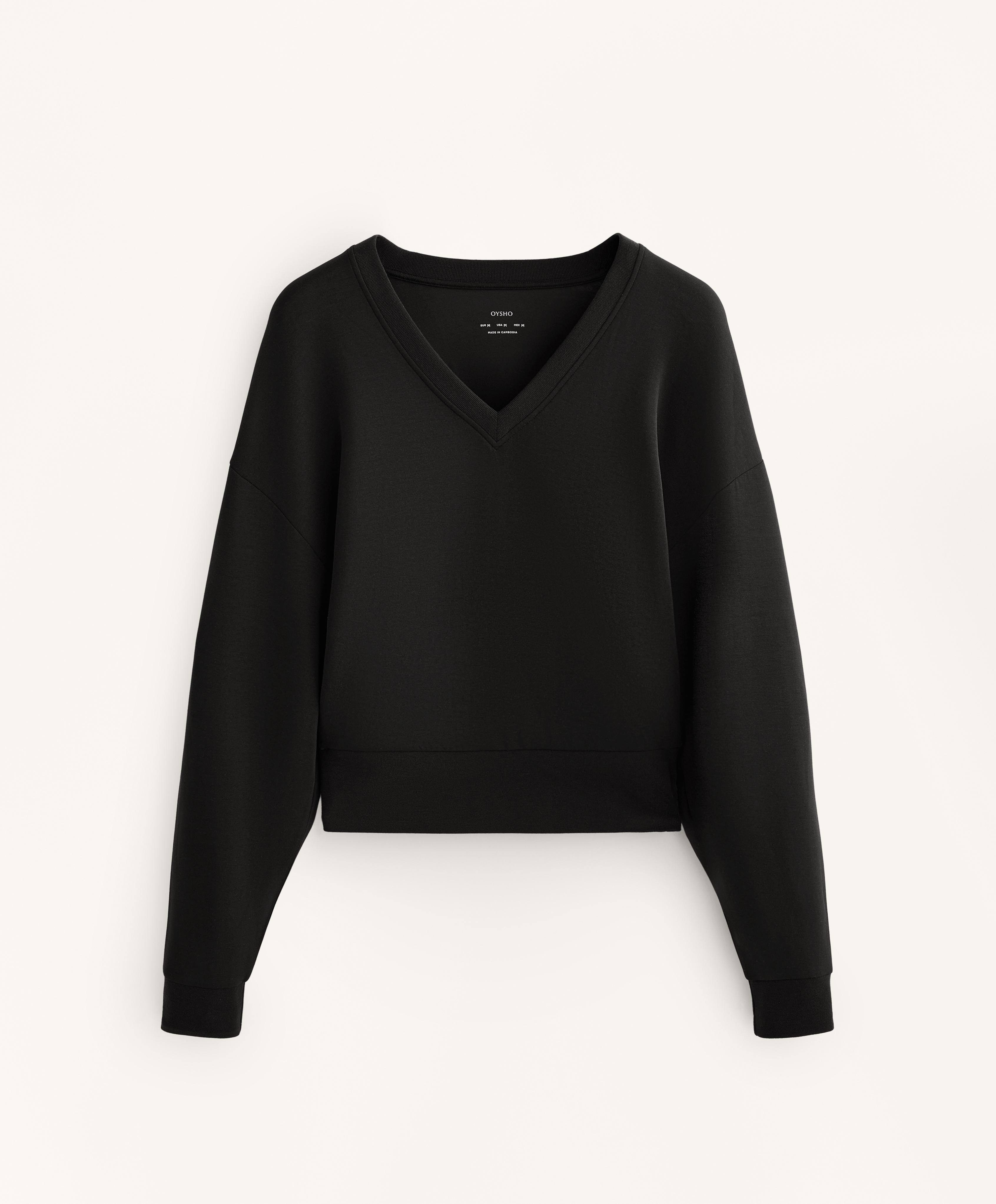 Sudadera cuello pico cintura ajustada con modal tacto suave