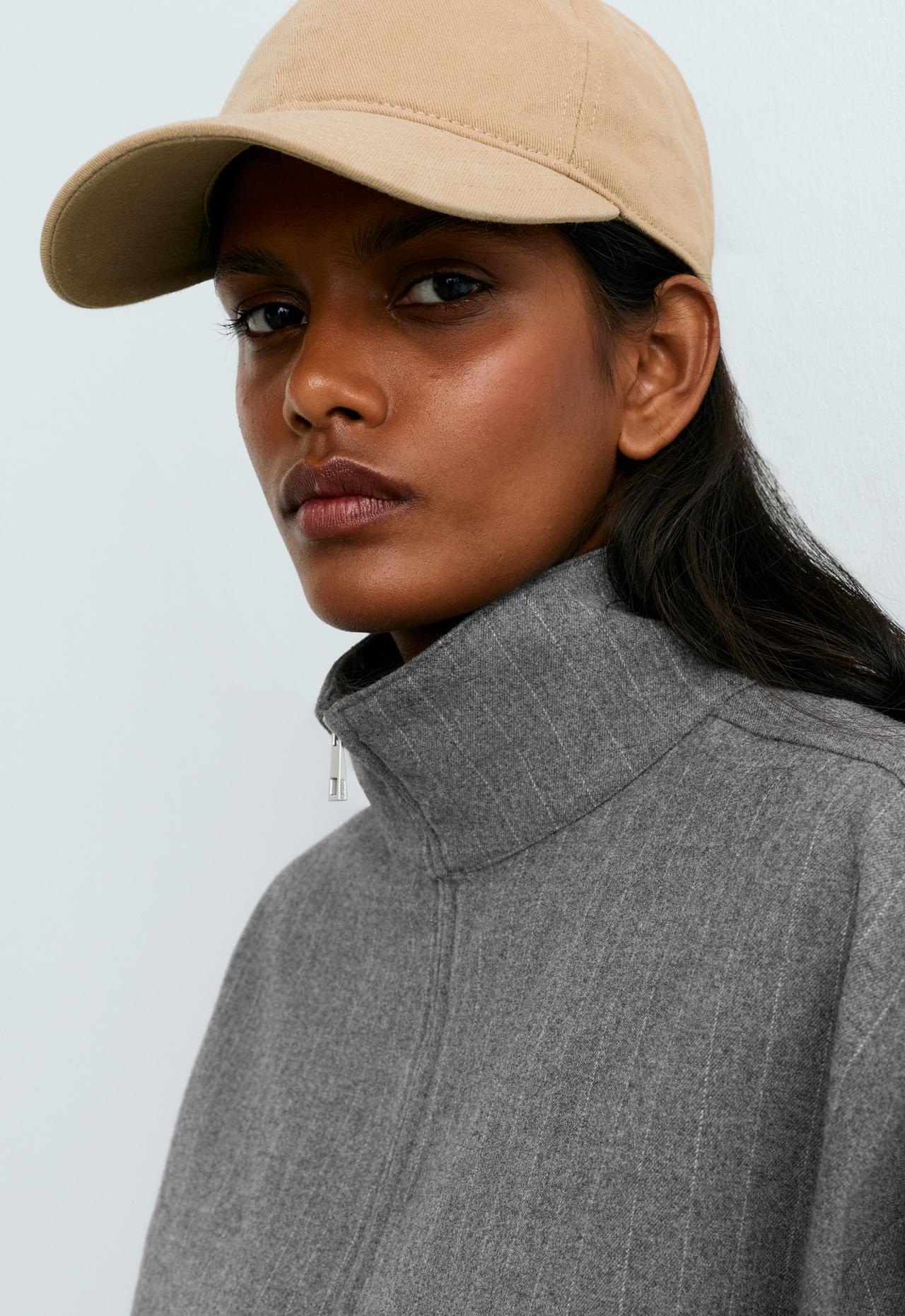 Pinstripe jacket, 15% wool — MID GREY