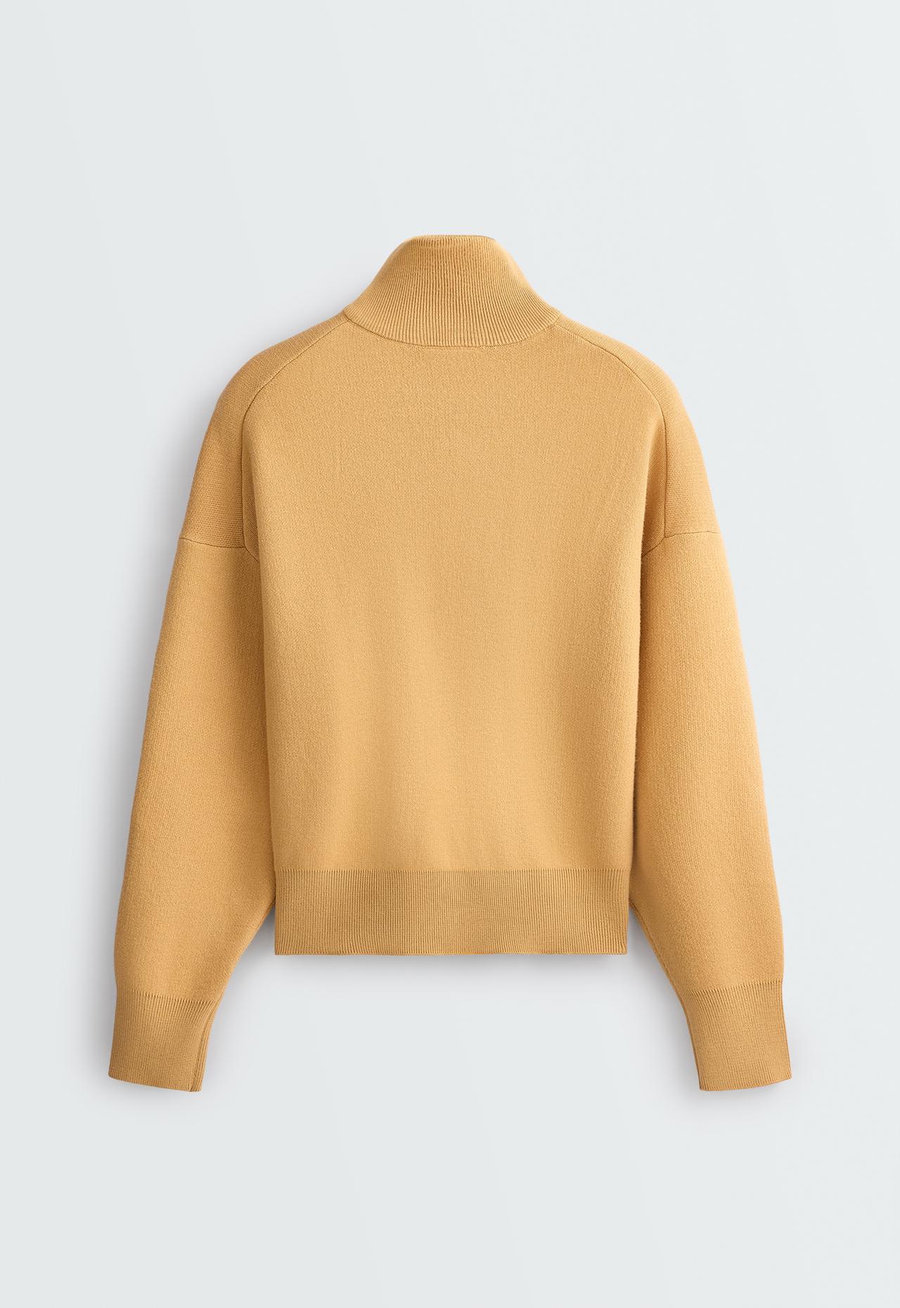 Cotton-blend half-zip knit jumper — OCHRE
