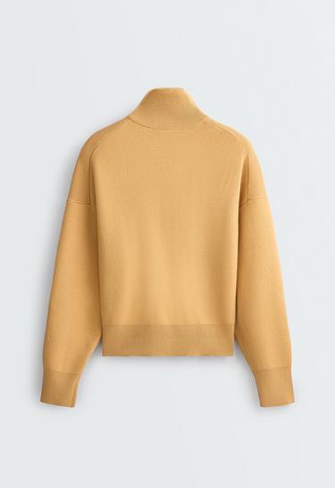 Cotton-blend half-zip knit jumper — OCHRE 6