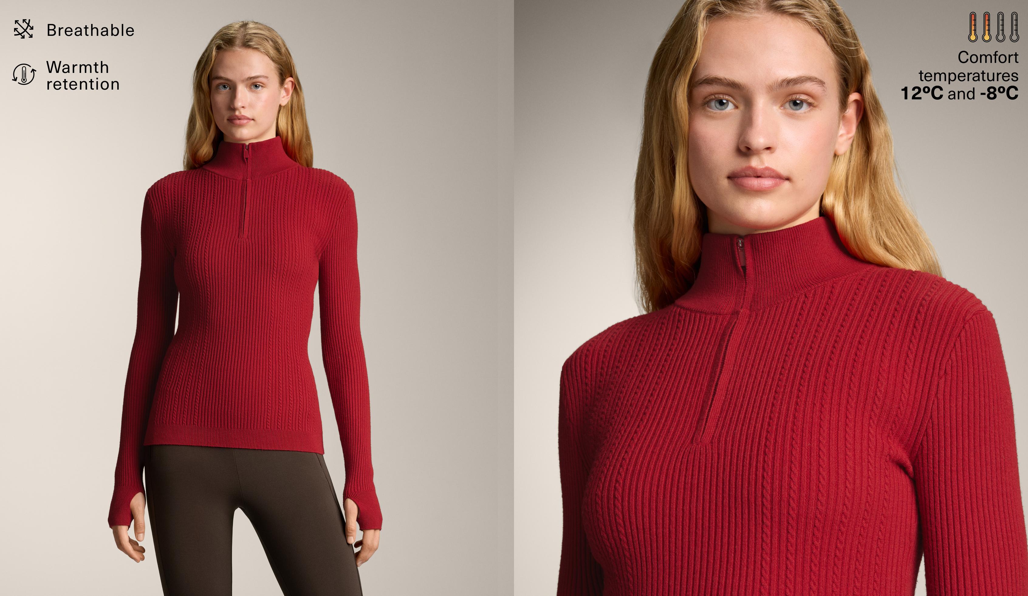 Cable knit thermal base layer T-shirt
