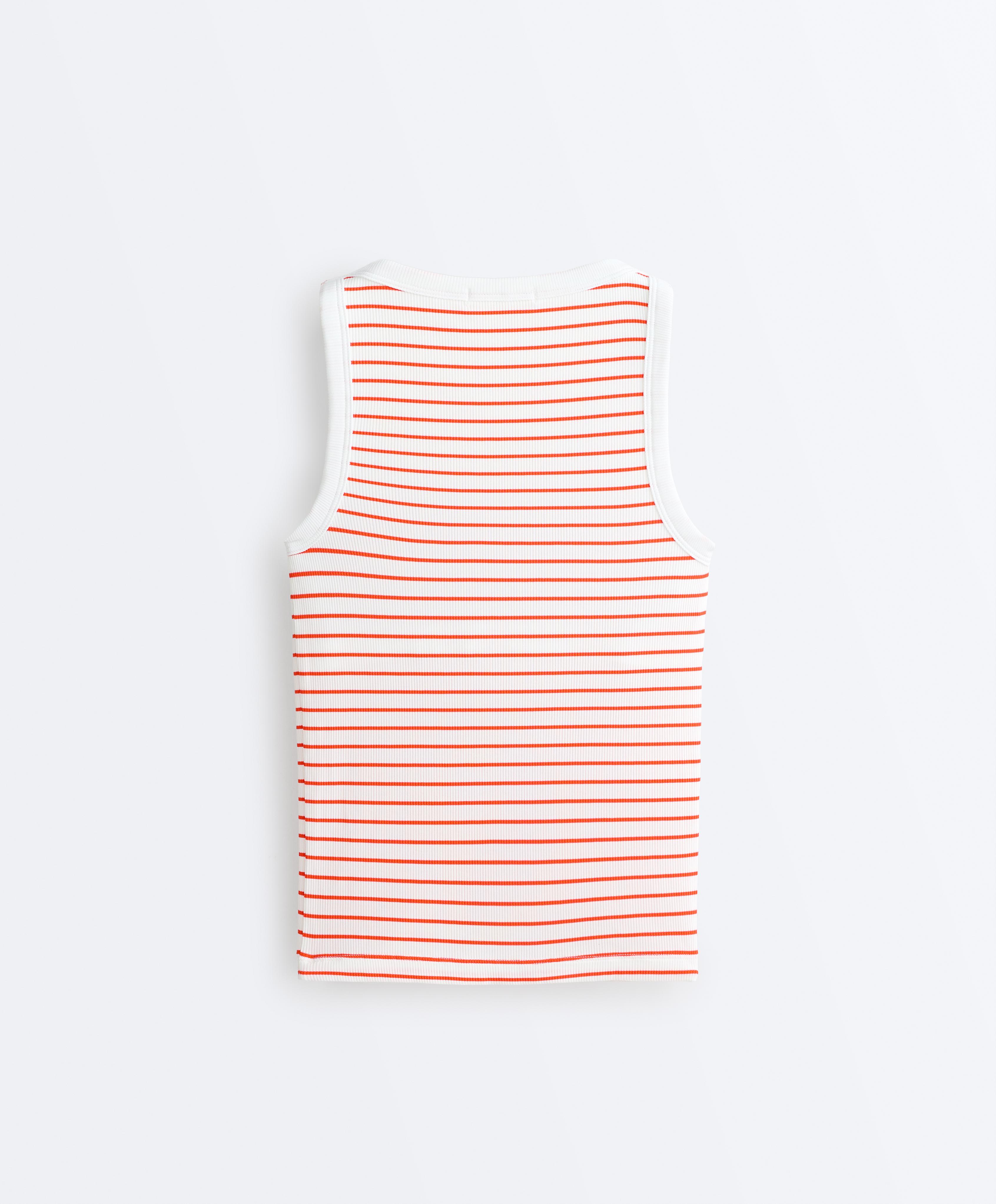 Long modal rib stripe tank top — BRIGHT ORANGE