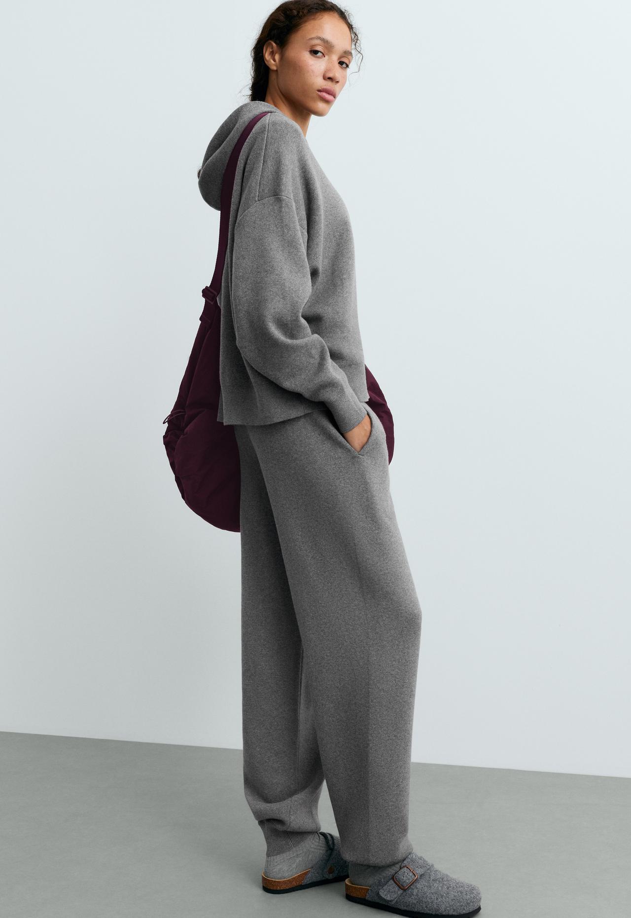 Cotton-blend knit joggers — MOTTLED GREY MELANGE